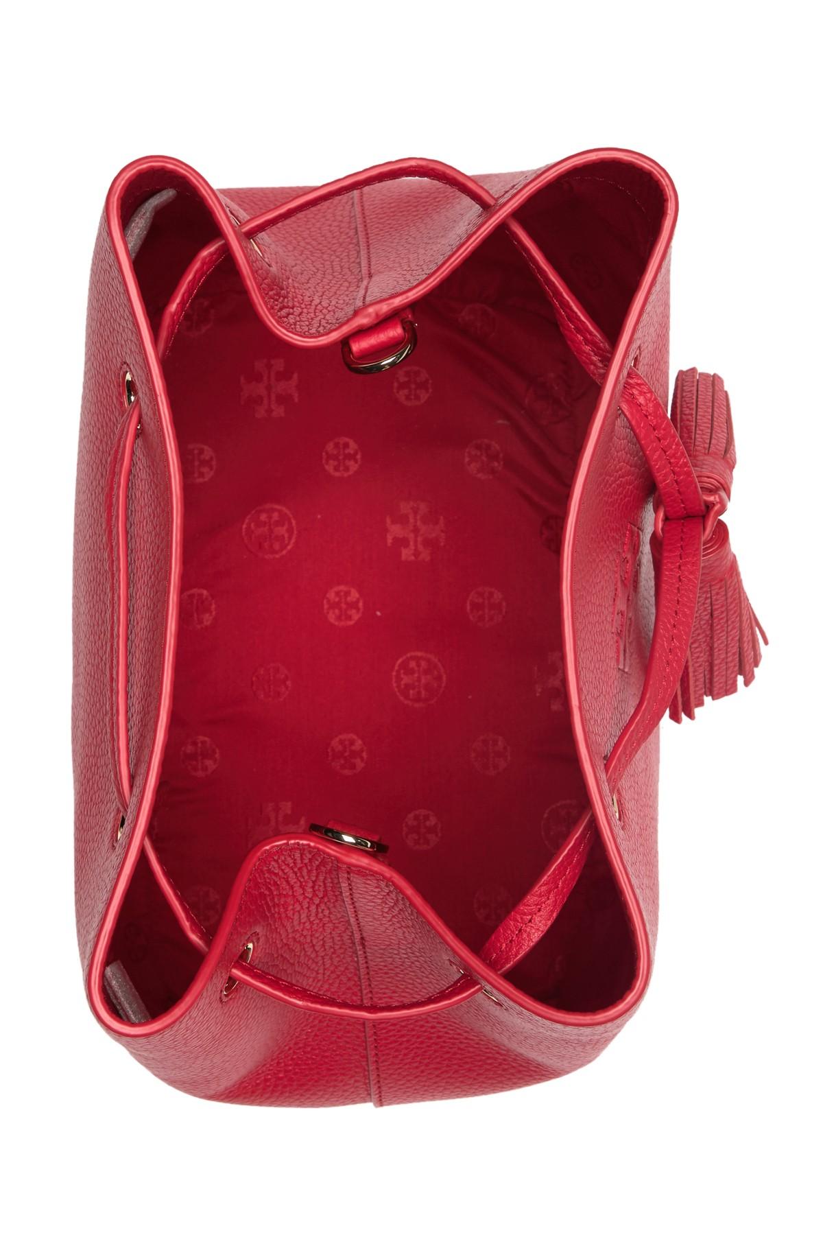 Tory Burch Bucket Bag Thea Red Leather Tote - MyDesignerly