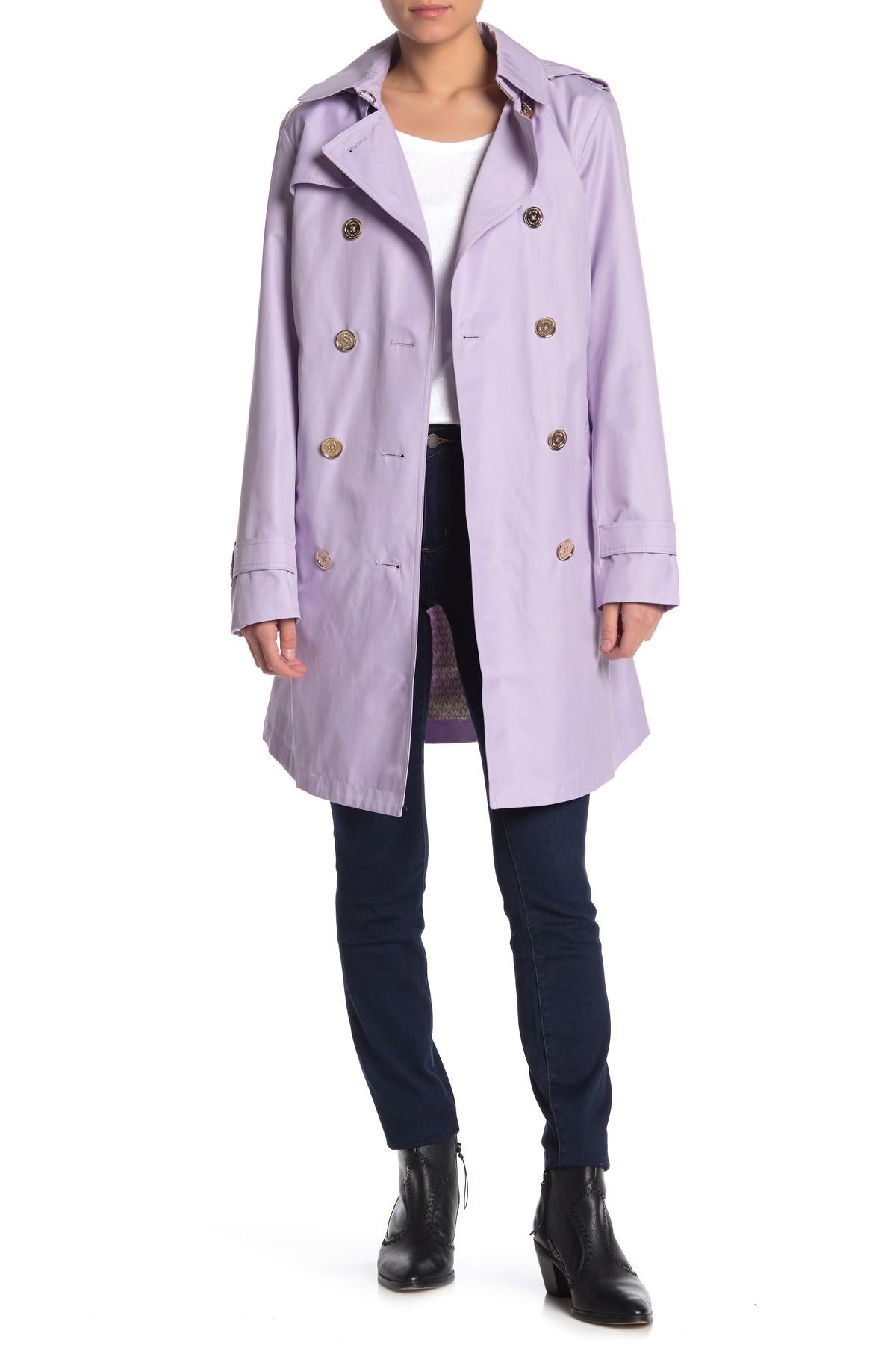michael michael kors missy double breasted hooded trench coat