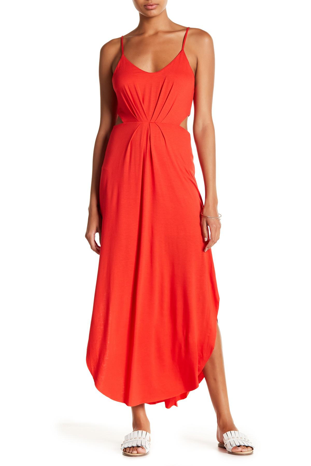 red knit maxi dress