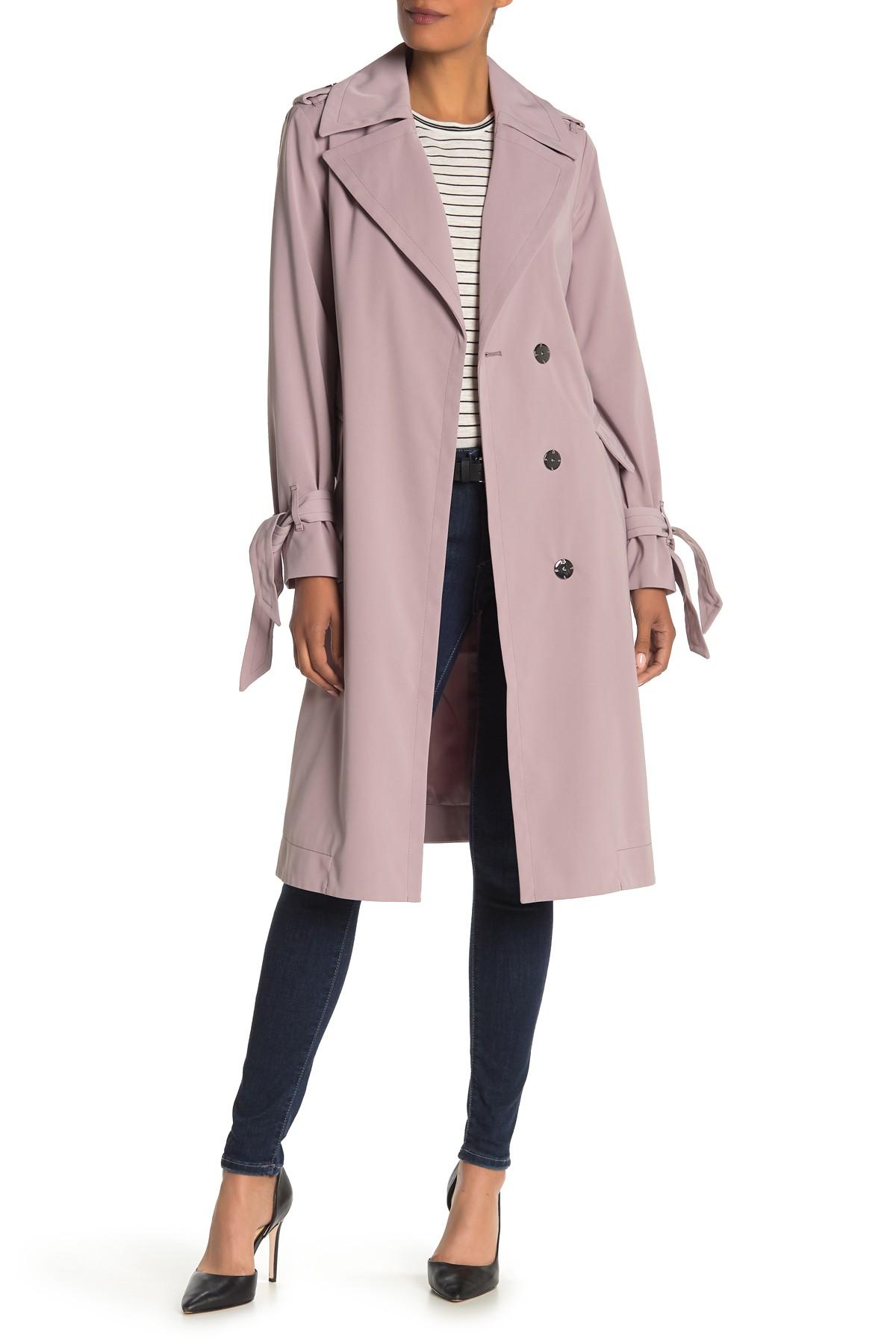 London Fog Synthetic Solid Snap Tie Front Trench Coat in Heather (Pink ...