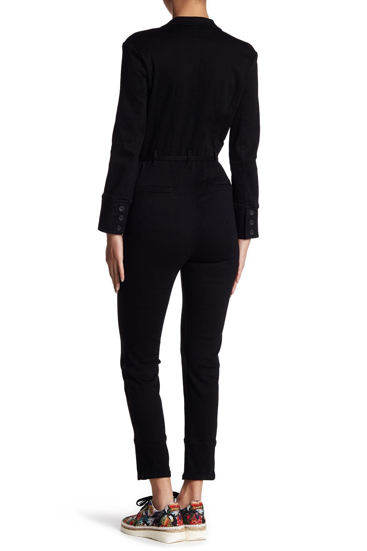 Lyst - Free People Take Me Out Long Sleeve Jumpsuit in Black