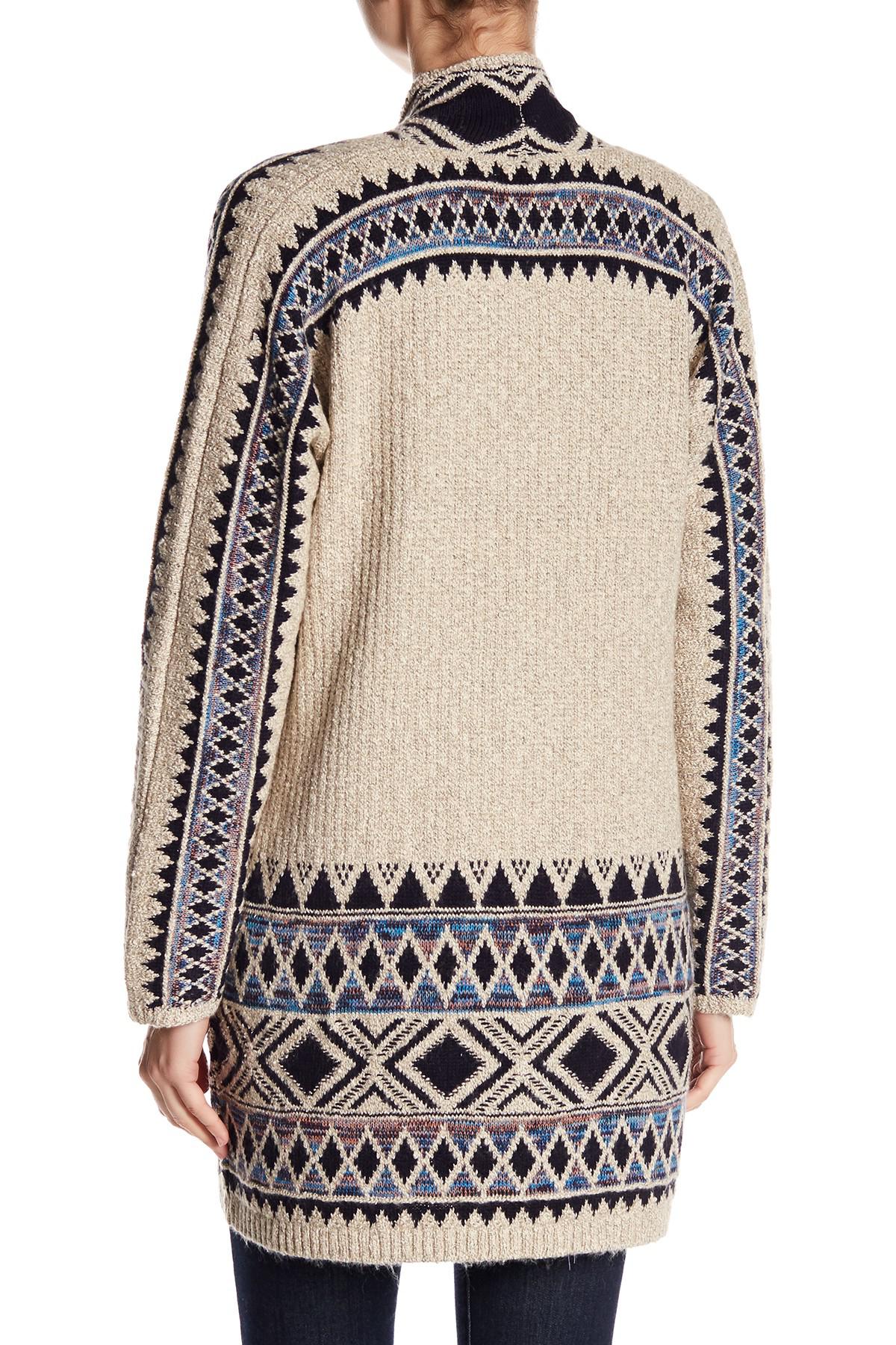 lucky brand printed knit cardigan