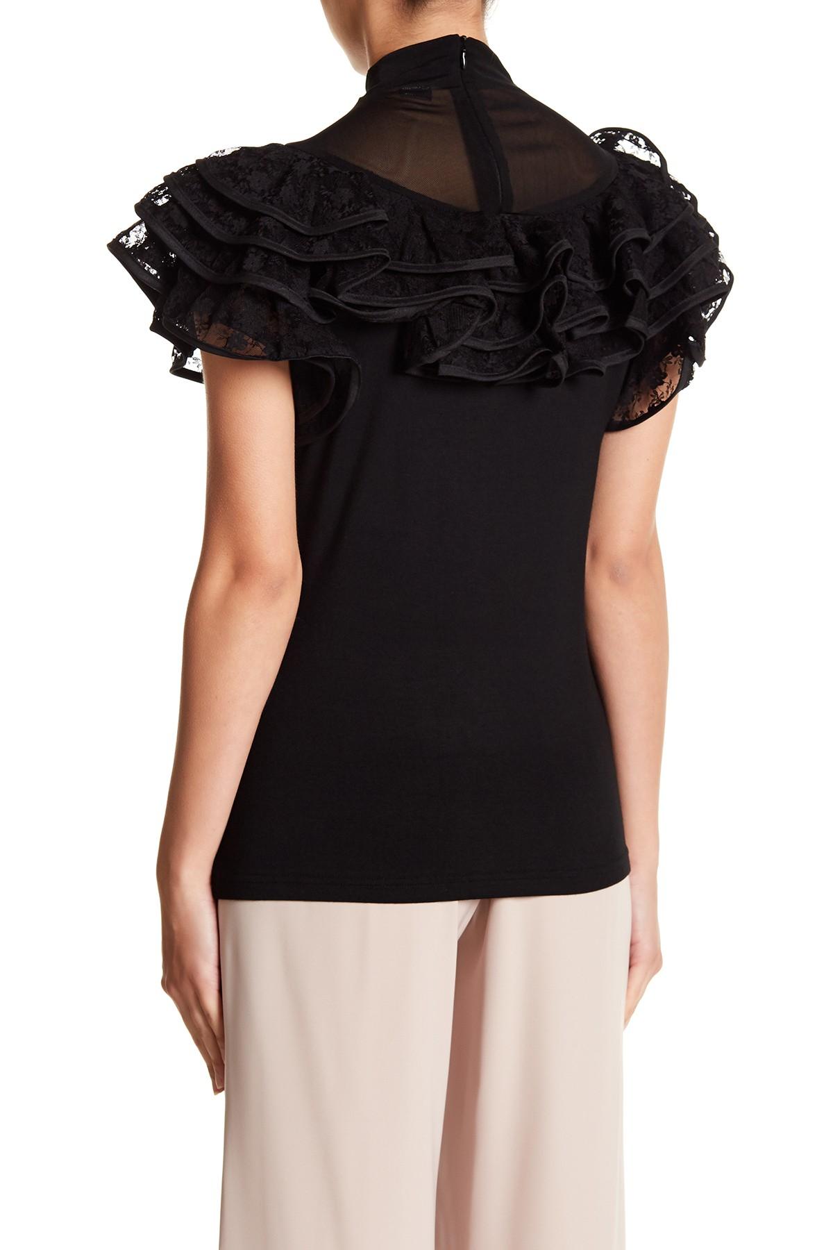 mesh mock neck