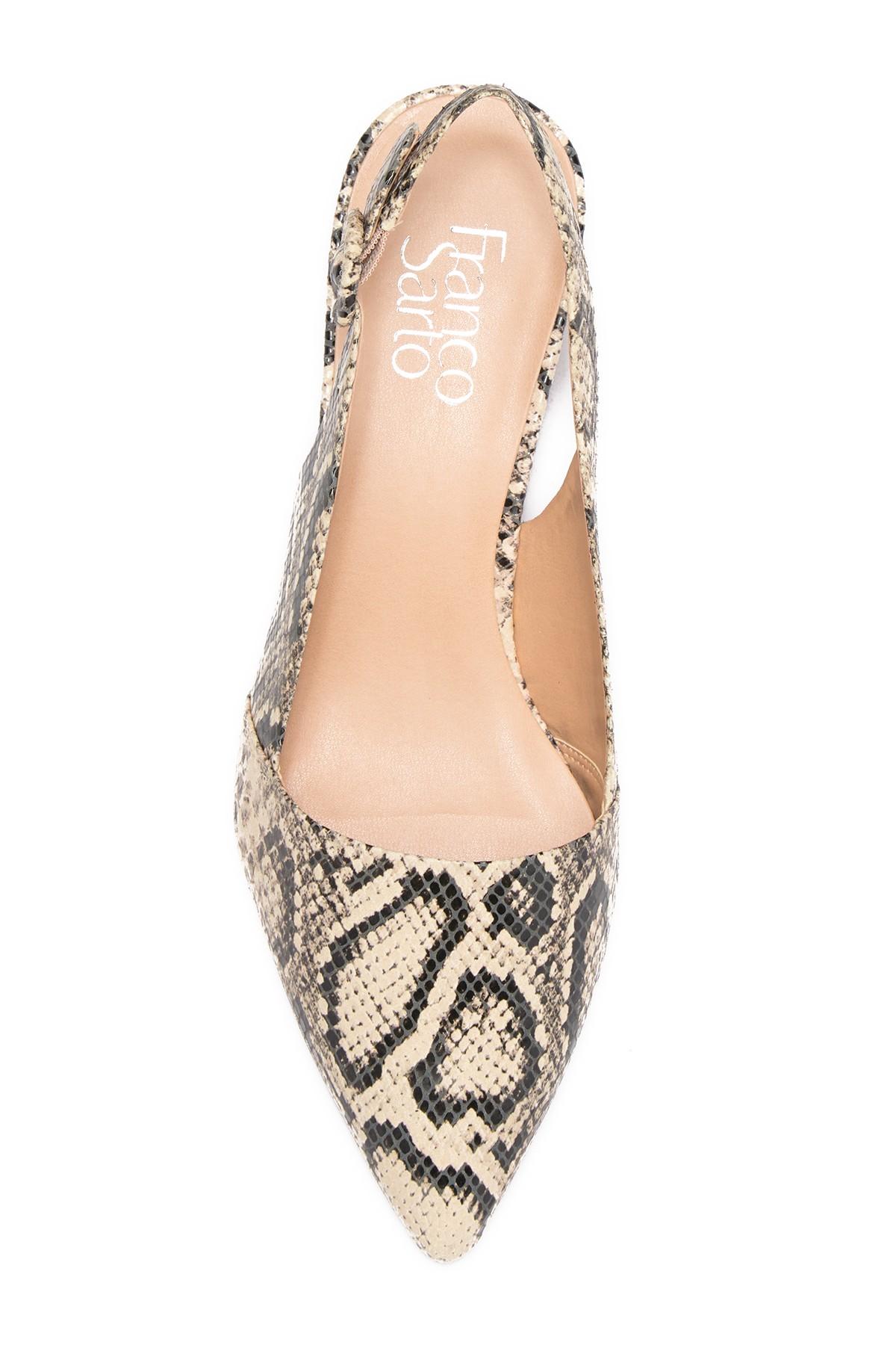 Franco Sarto Leather Vickie Snake Embossed Slingback Kitten Heel Pump