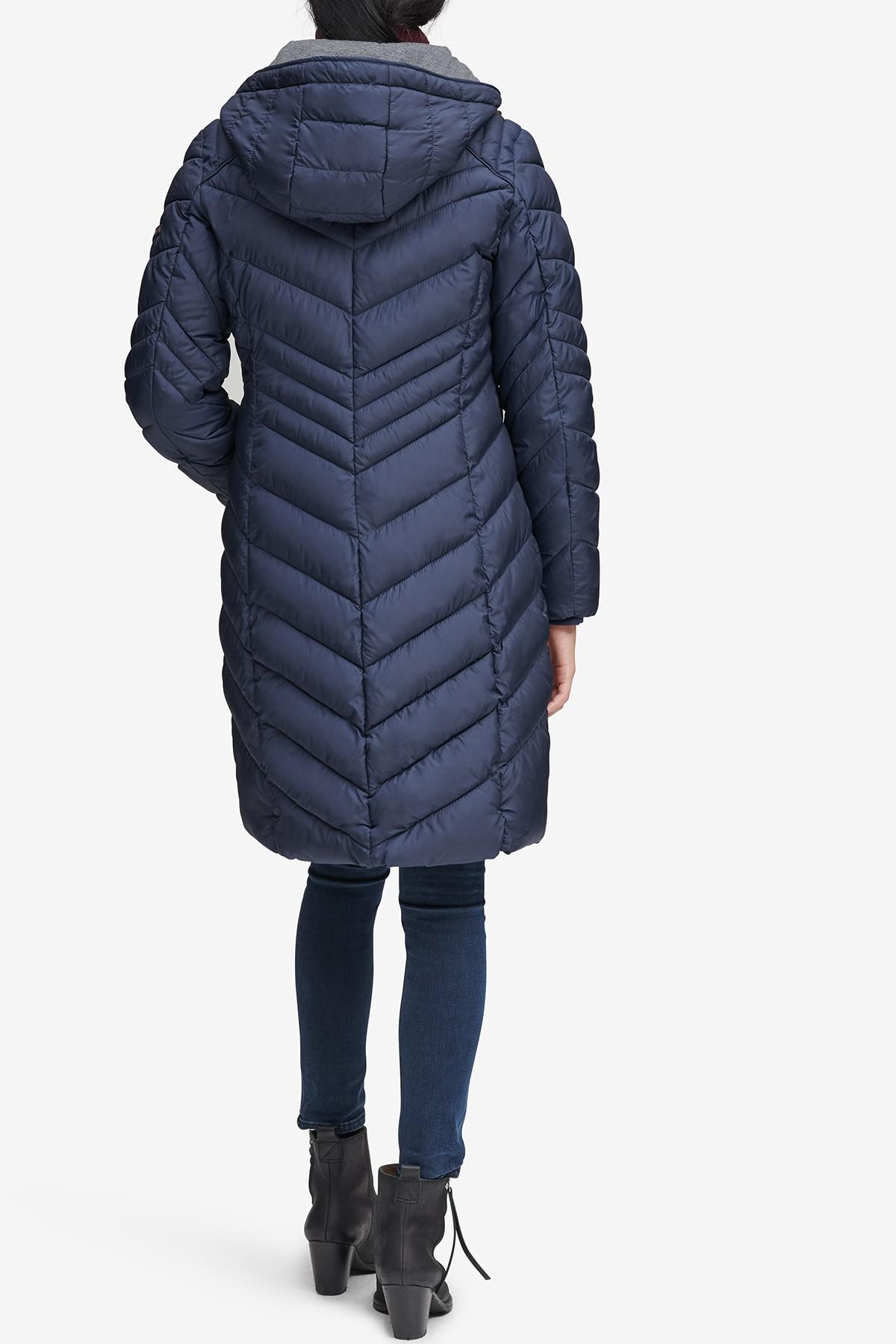 Andrew Marc Synthetic Odessa Slim Puffer Jacket In Navy
