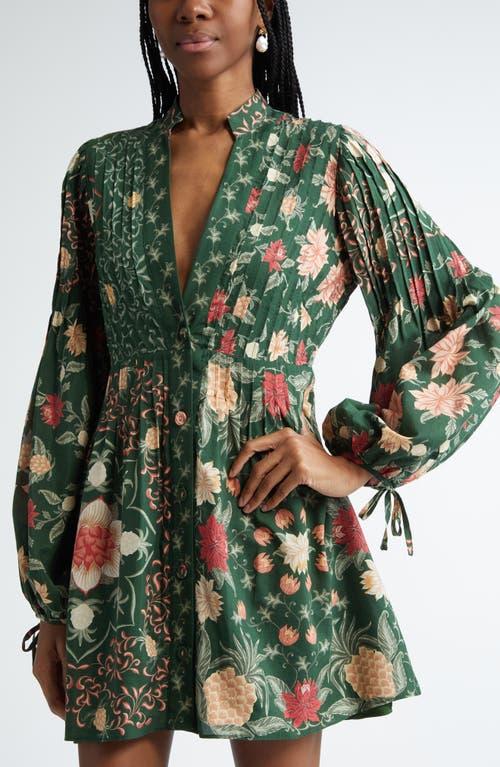 FARM Rio Pineapple Garden Long Sleeve Button Front Minidress in Green | Lyst