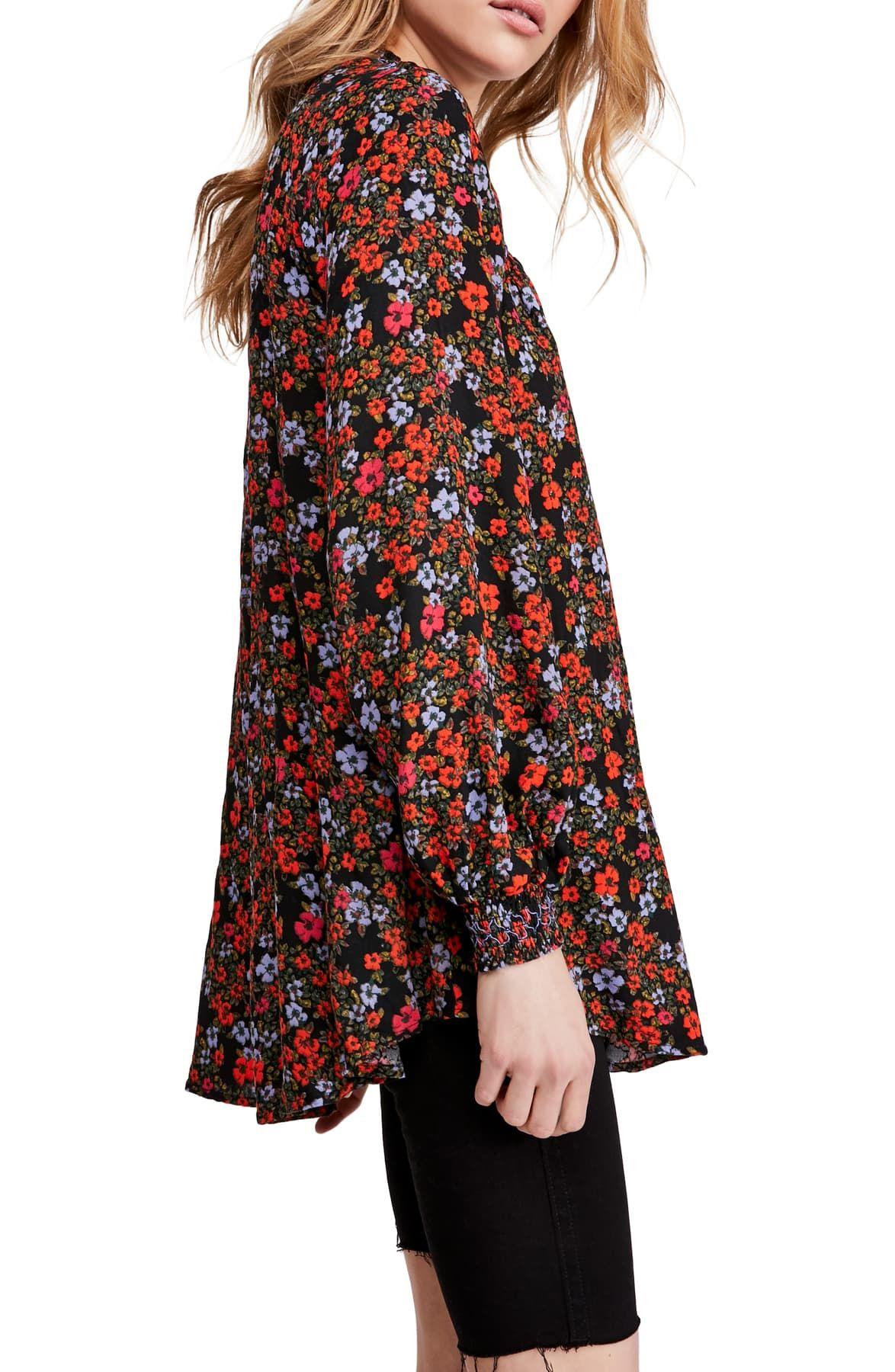 free people flowers in her hair smock detail tunic top