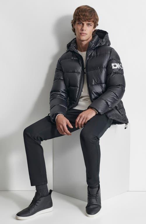 DKNY Hooded Nylon Puffer Jacket in Black for Men Lyst