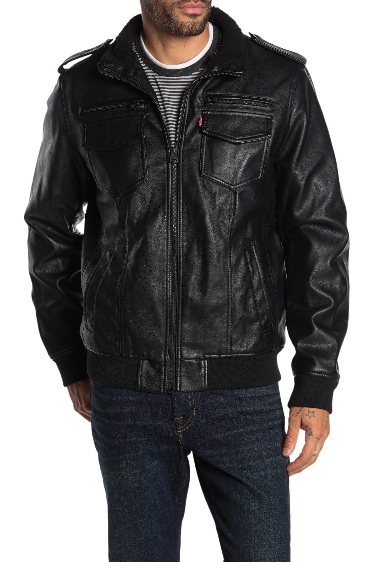 Levi's Faux Leather & Faux Shearling Bomber Jacket in Black for Men - Lyst