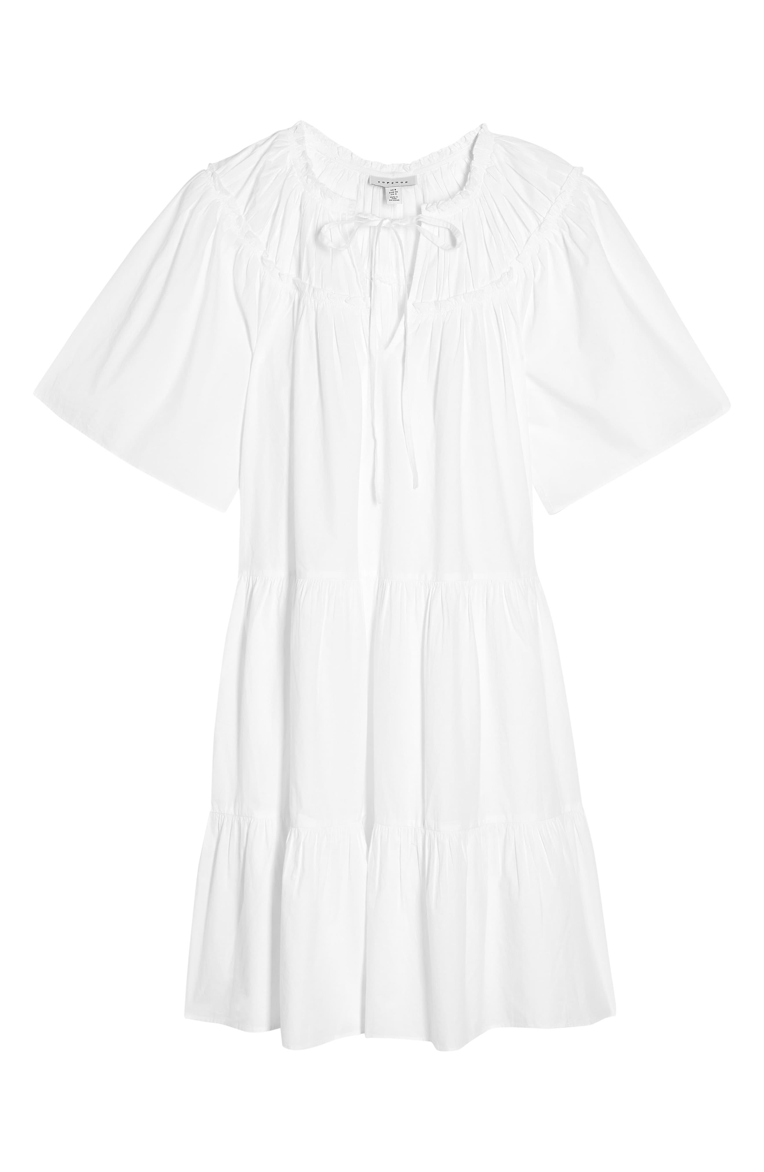topshop poplin smock mini dress in white