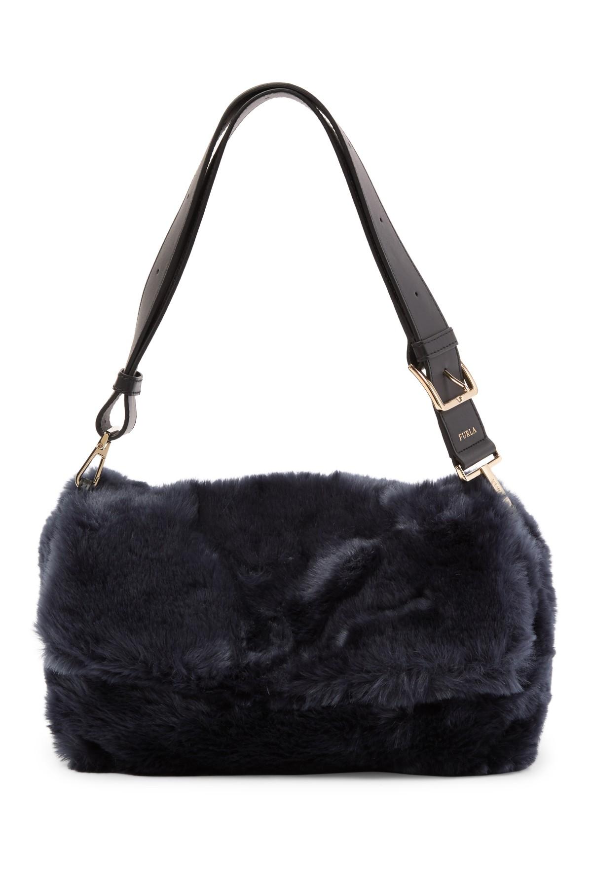 Furla Caos Faux Fur Shoulder Bag in Black Lyst