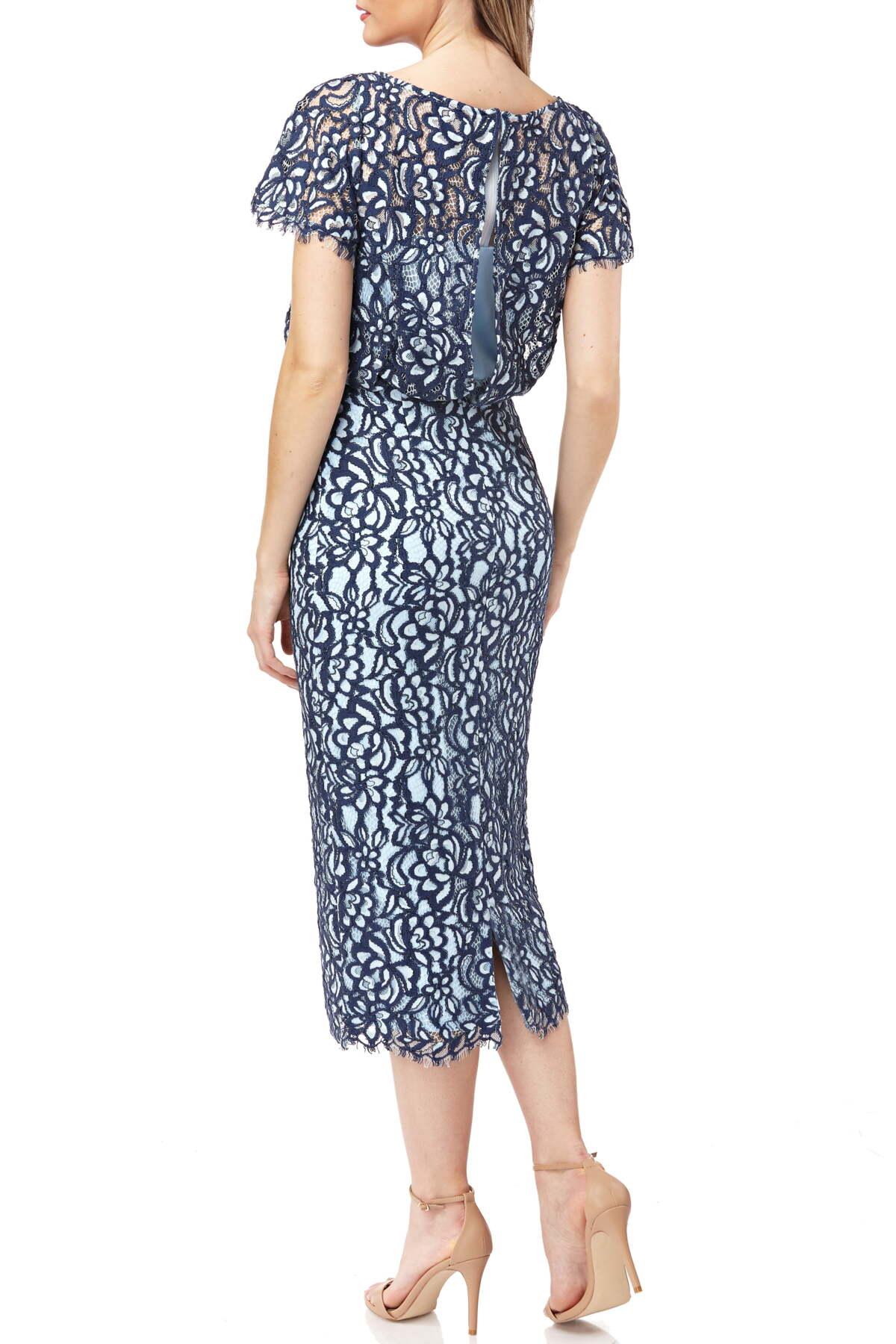 js collections lace blouson cocktail dress