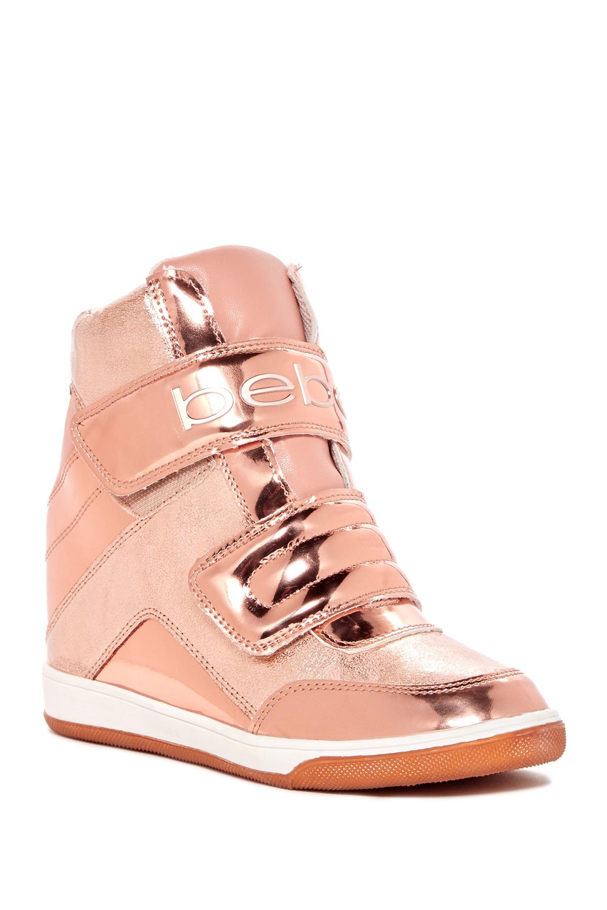 Cobble Wedge Sneaker in Rose Gold 