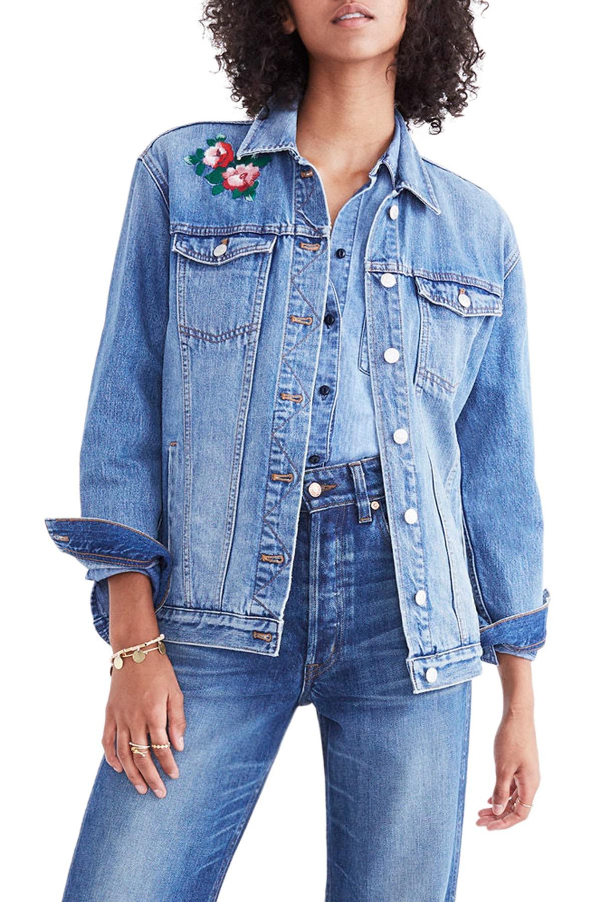 Madewell Embroidered Denim Jacket in 