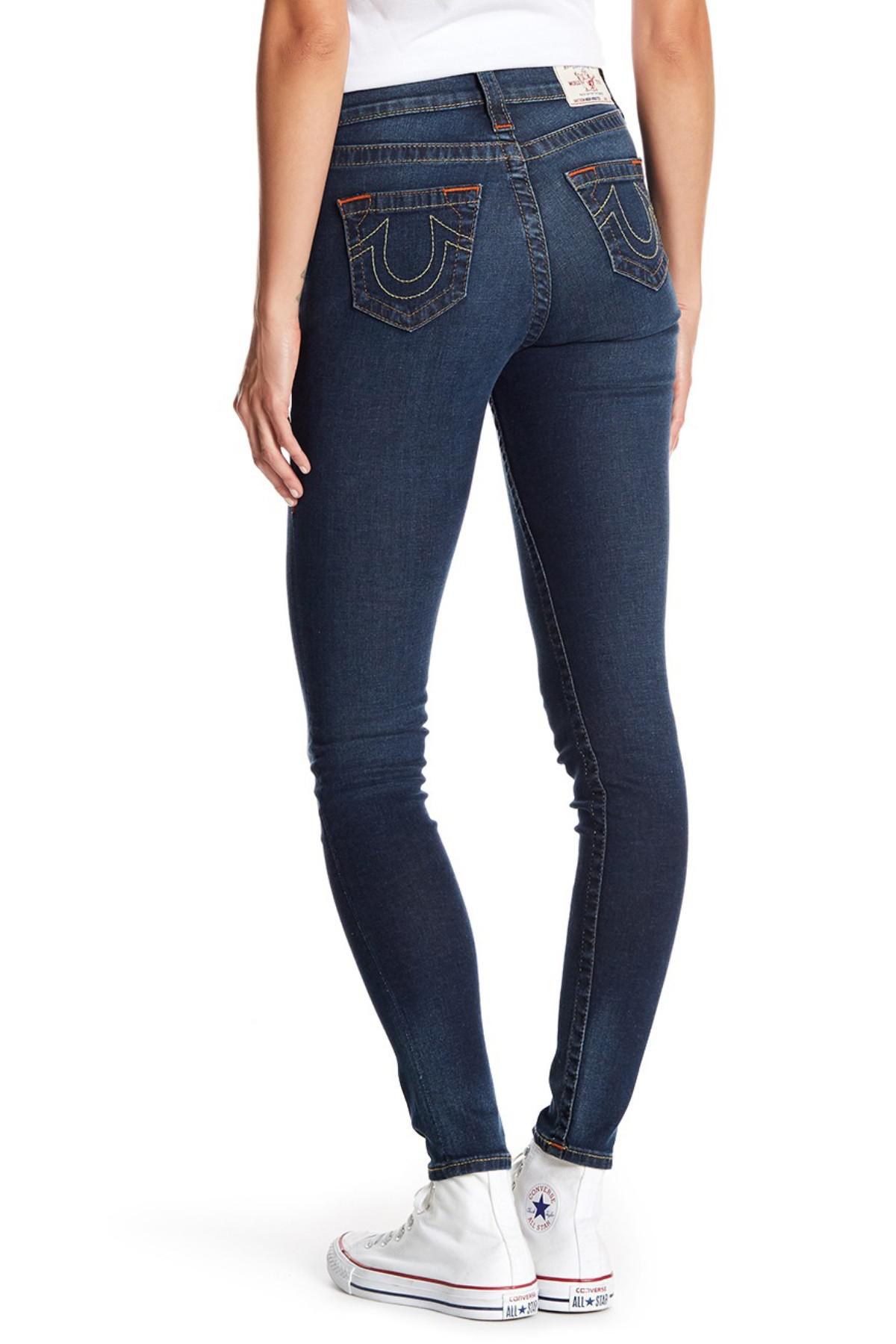 True Religion Denim High Rise Super Skinny Jeans in Blue - Lyst