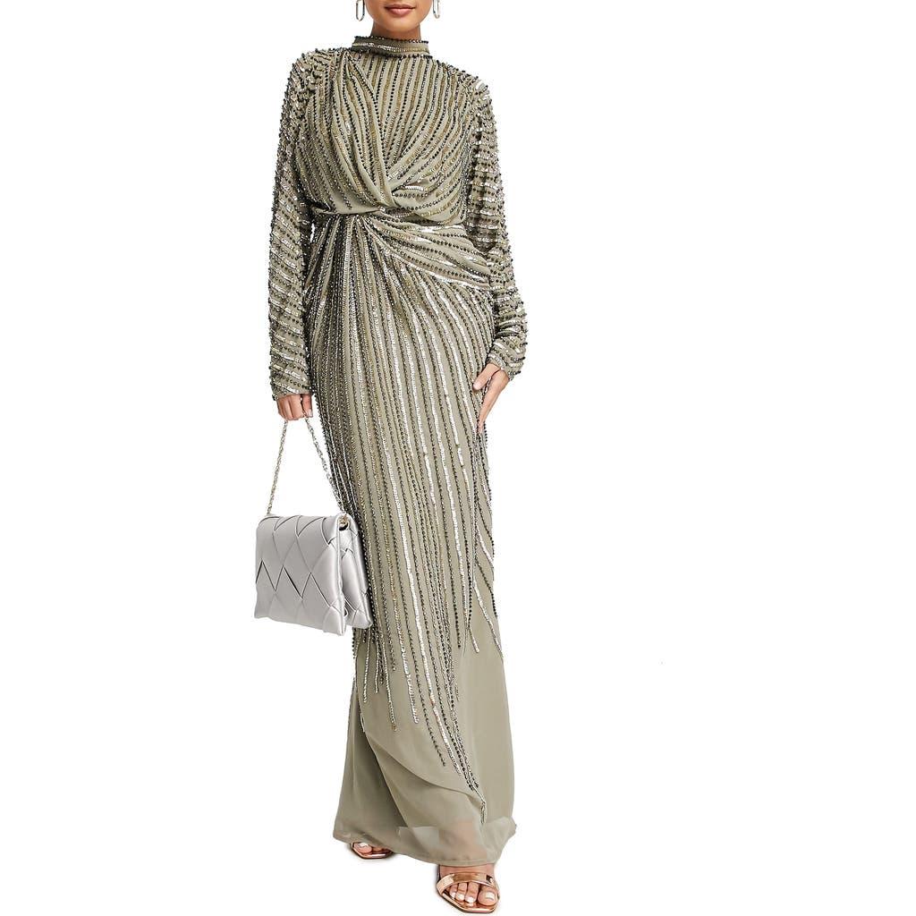 asos evening dresses sale ASOS DESIGN slash neck long sleeve slouchy midi dress with diamante ba –  ASOS Sample Sale