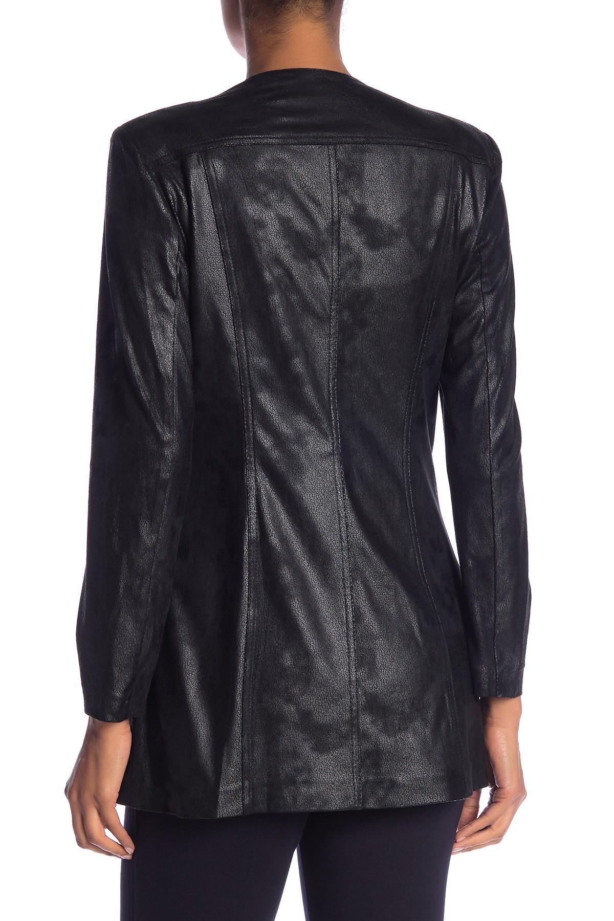 Insight Faux Leather Embellished Rhinestone Jacket in Black - Lyst