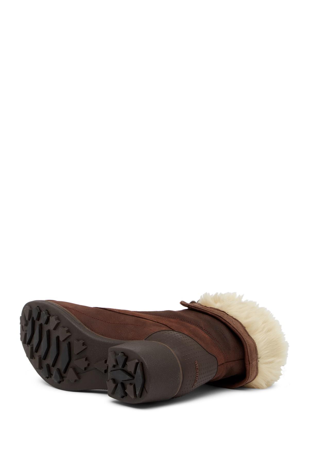merrell chateau mid lace faux fur trimmed waterproof boot