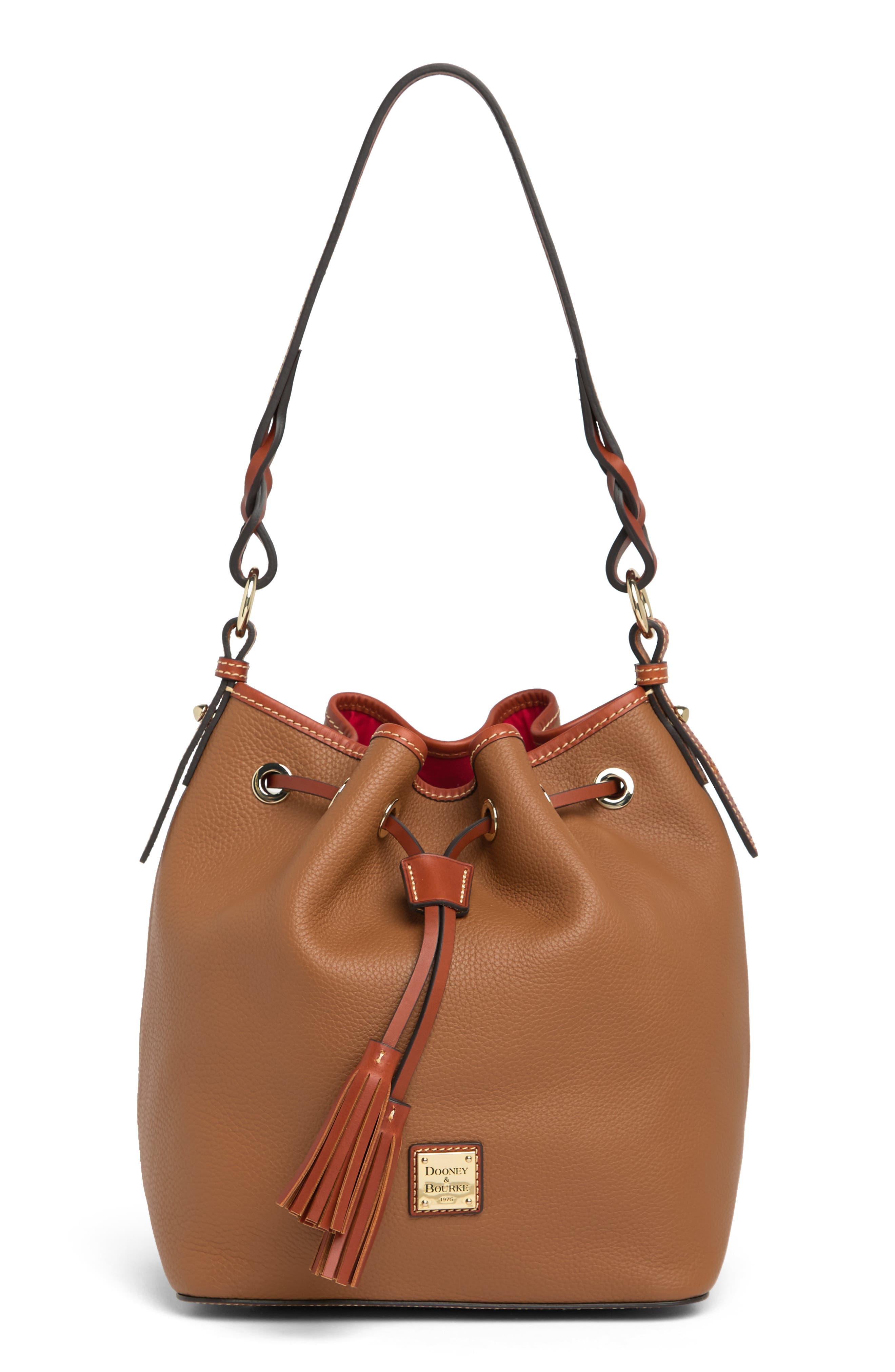 Dooney & Bourke Tasha Leather Drawstring Shoulder Bag in Brown