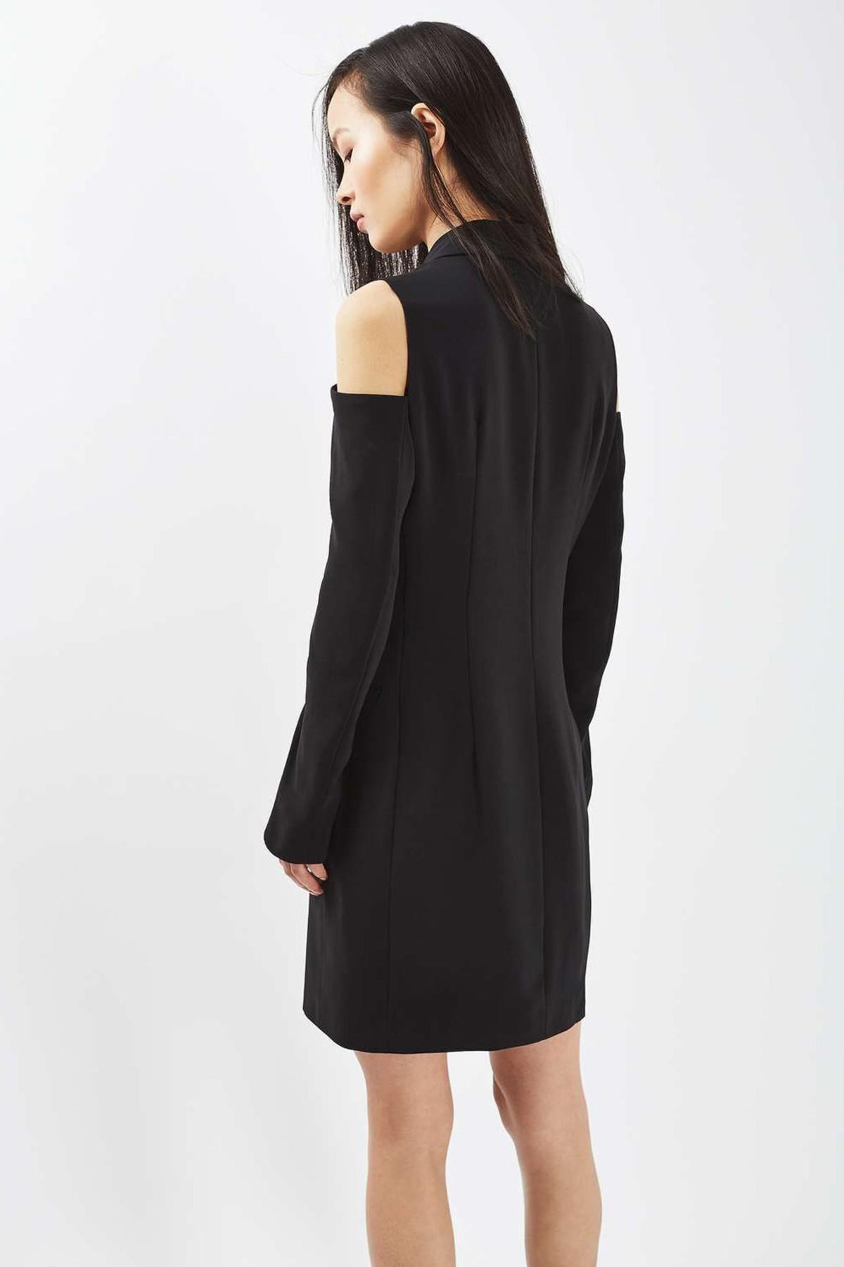 TOPSHOP Cold Shoulder Blazer Dress in Black | Lyst