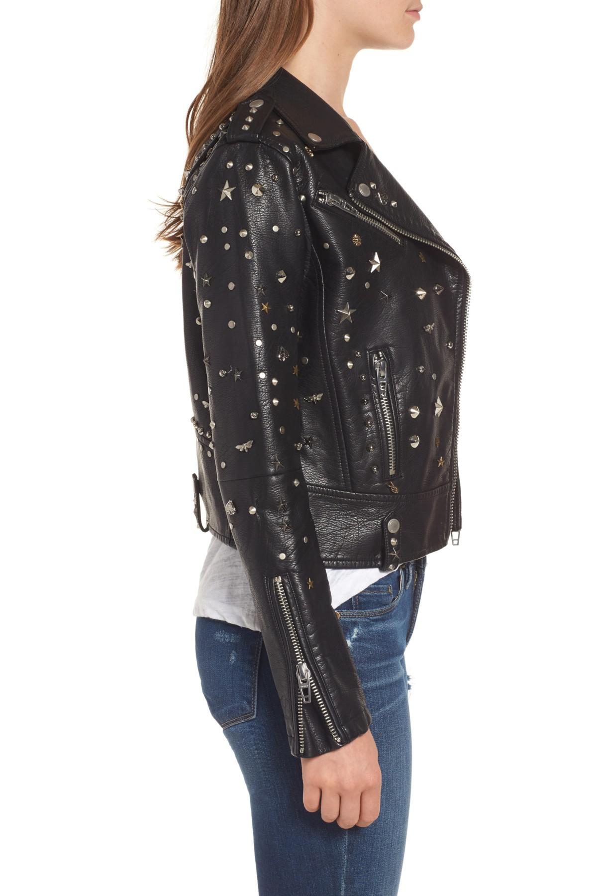 Blank NYC Studded Faux Leather Moto Jacket in Black - Lyst
