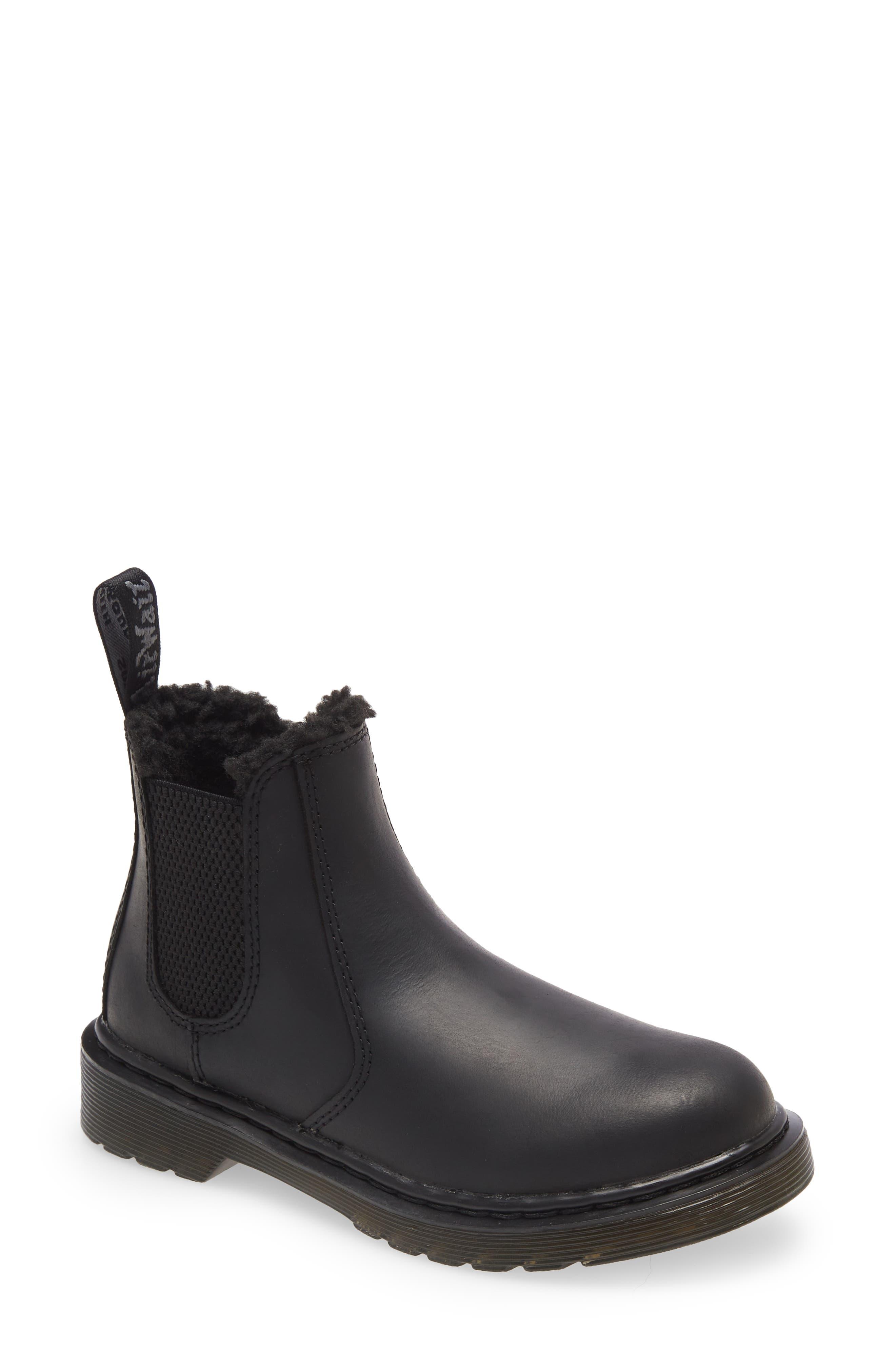 Dr. Martens 2976 Leonore Mono Faux Fur Lined Chelsea Boot in Black | Lyst