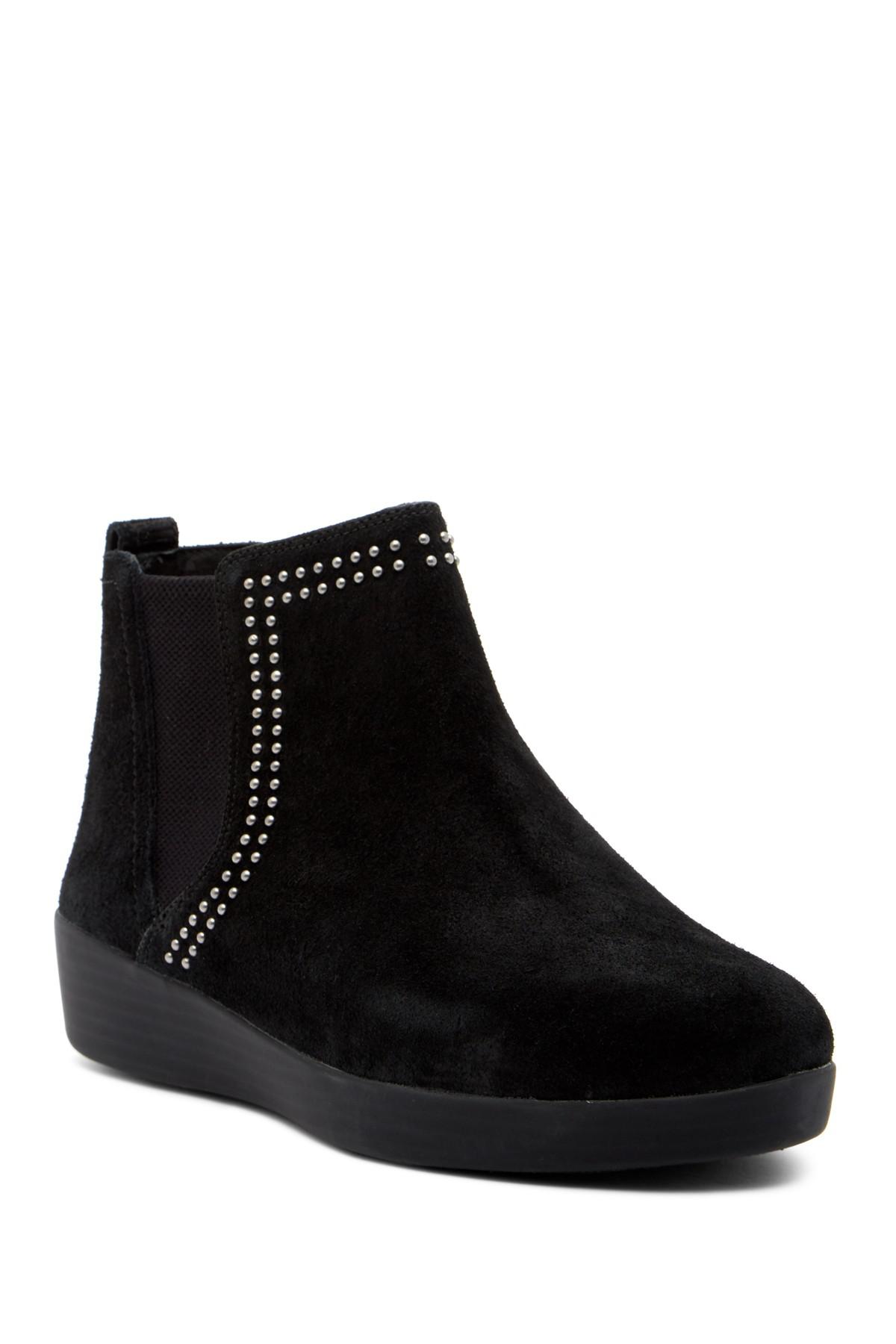 Fitflop Studded Suede Super Chelsea Boot in Black | Lyst