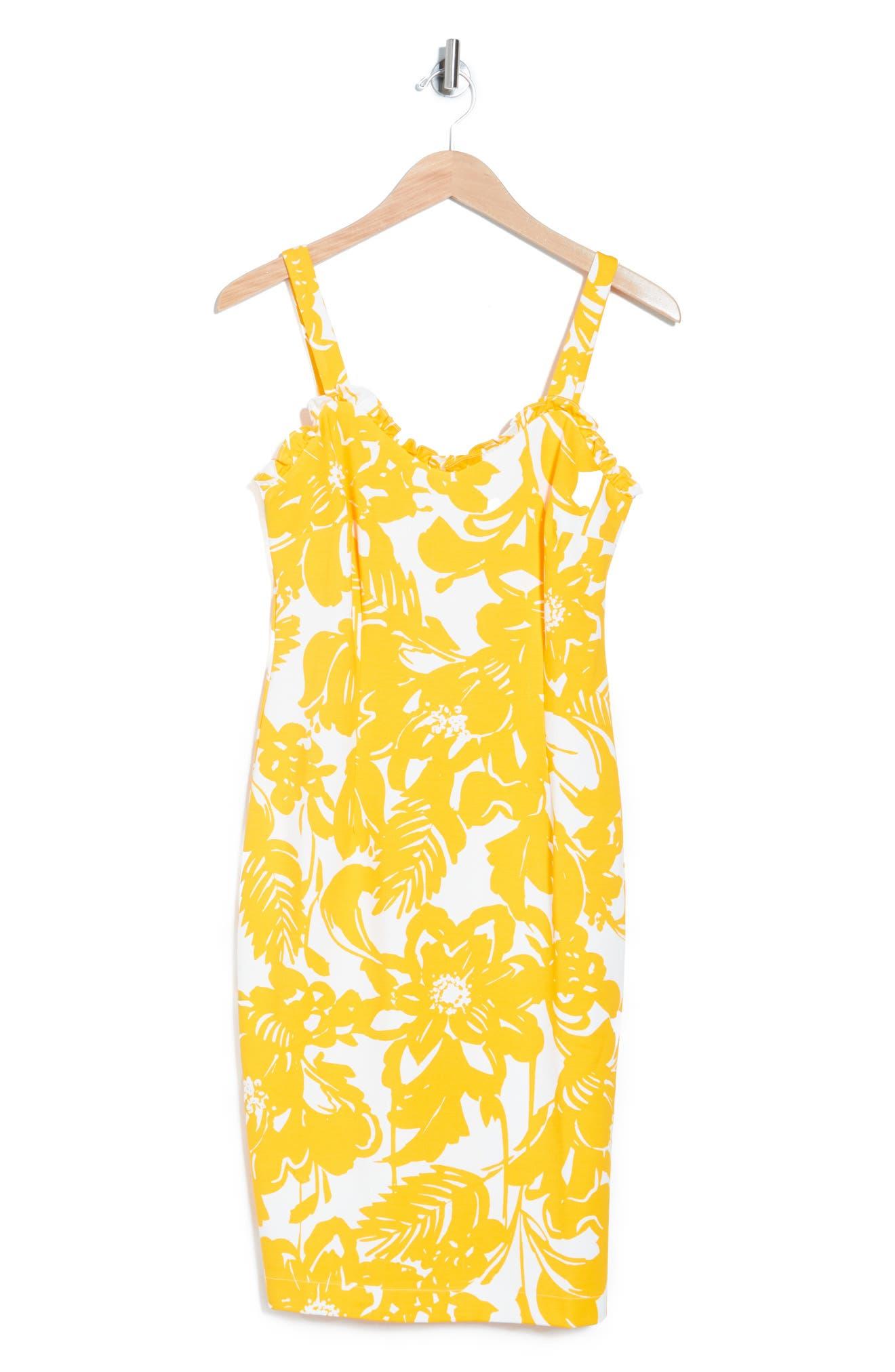 Trina Turk Zile Patterned Midi Dress In Marigold At Nordstrom Rack in  Yellow