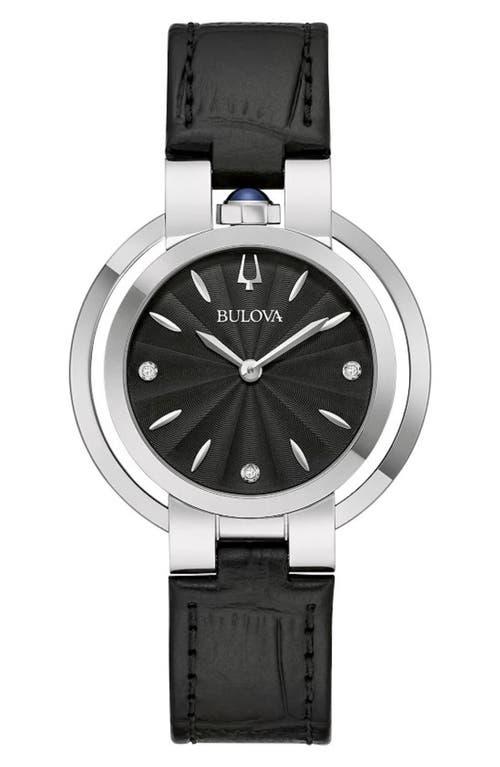 Genuine Diamond Quartz Black Croc-Embossed Leather Watch Citizen Men main image 3