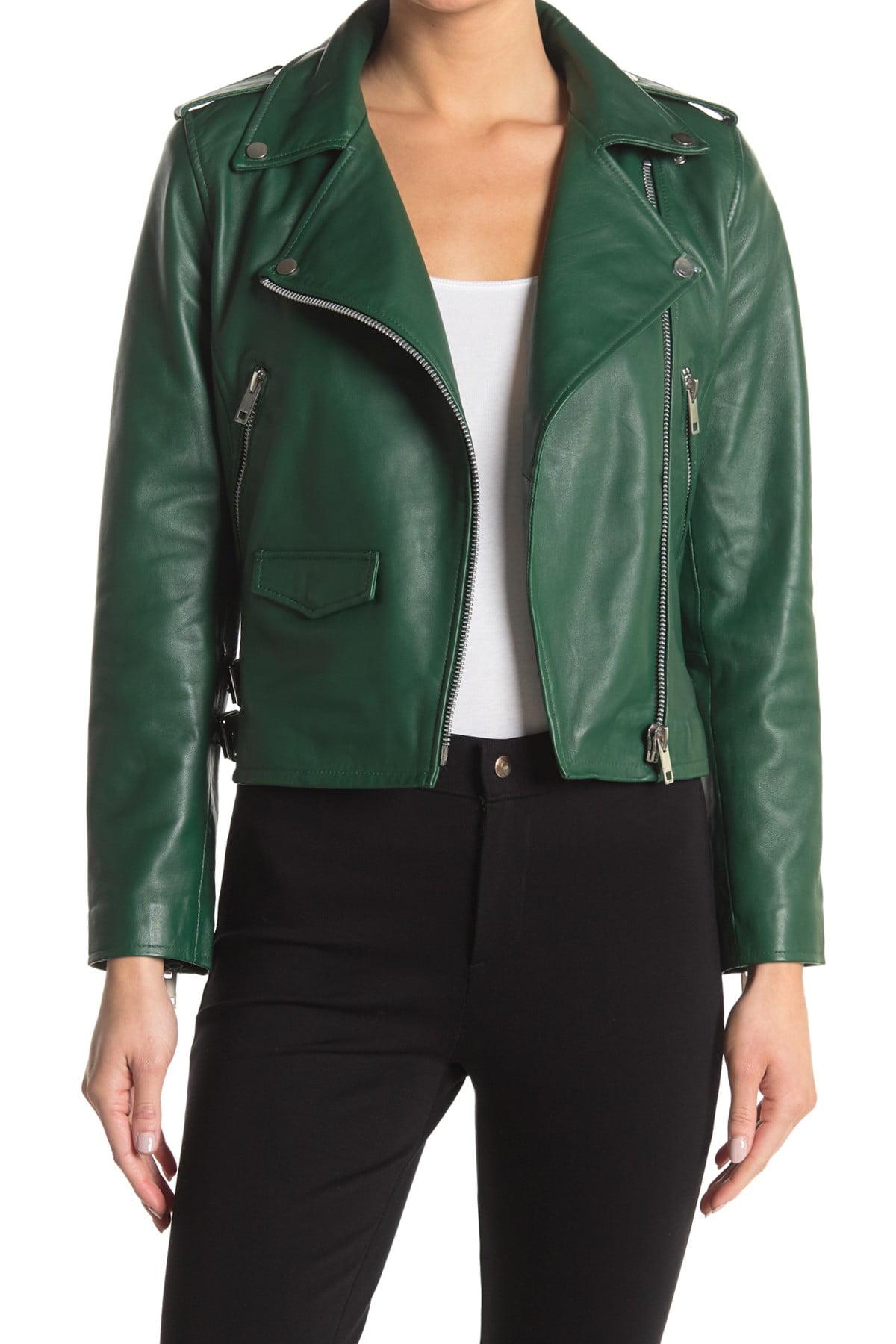 Walter Baker Liz Leather Crop Moto Jacket in Green Lyst