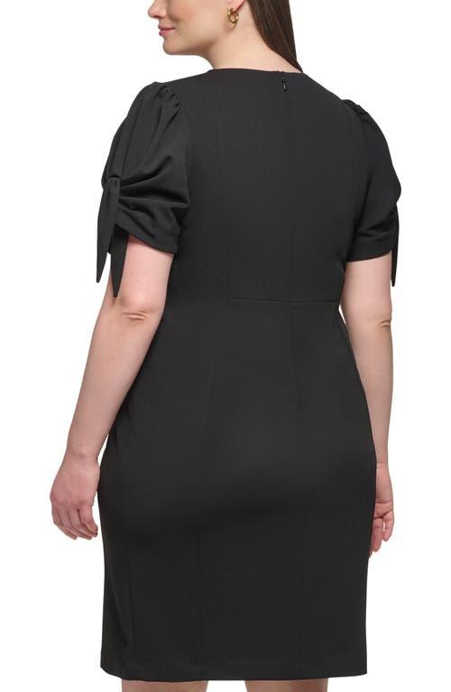 Calvin Klein Tie Short Sleeve Sheath Dress in Black | Lyst