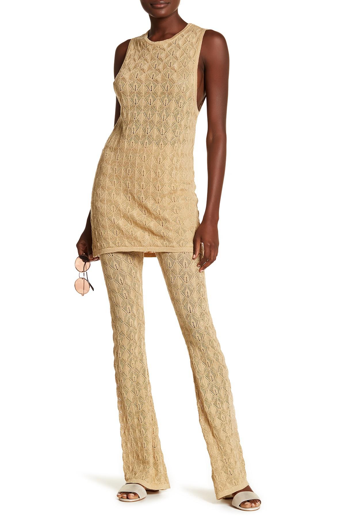 Free People Synthetic Sleeveless Tank Metallic Knit Pants 2 Piece Set Lyst