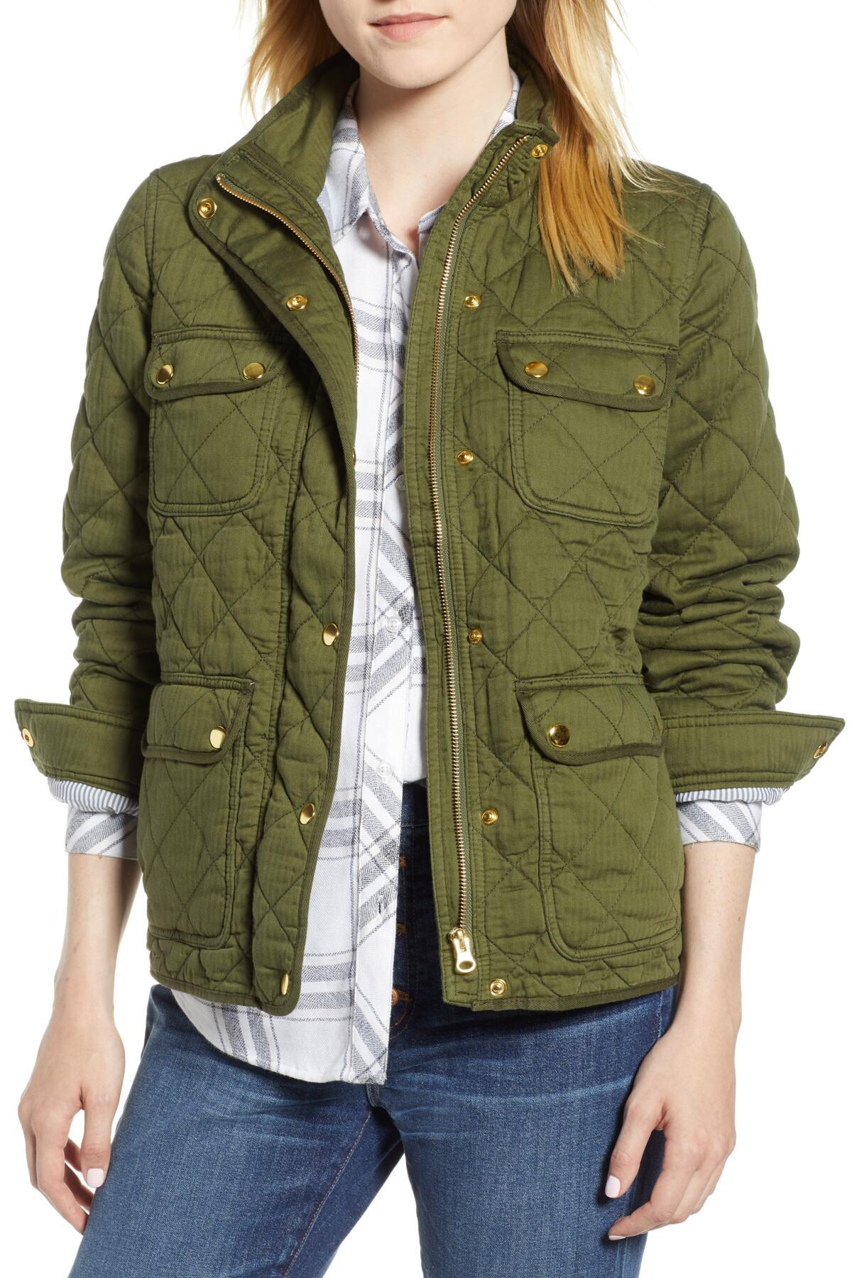 J.Crew Quilted Downtown Field Jacket in Green | Lyst