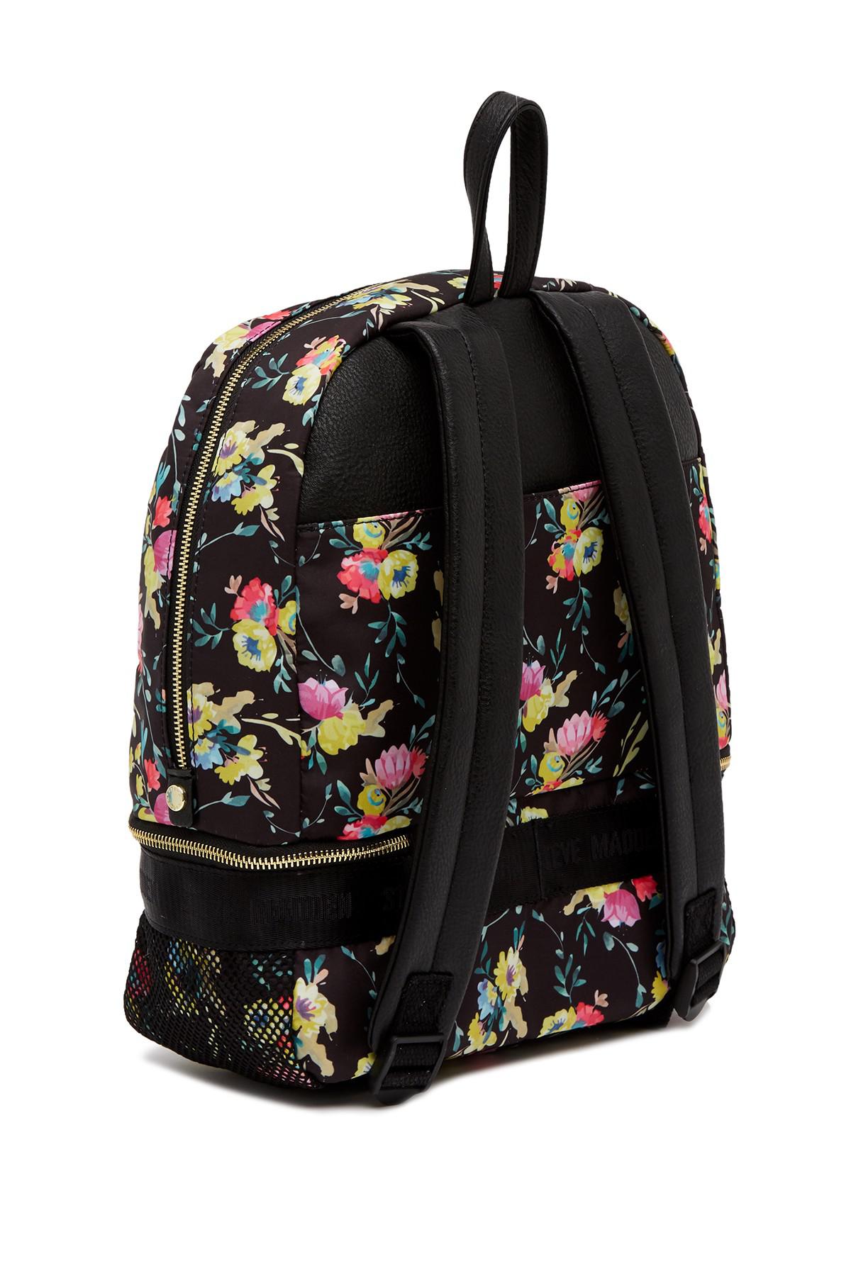 Steve Madden Floral & Mesh Backpack in Black | Lyst