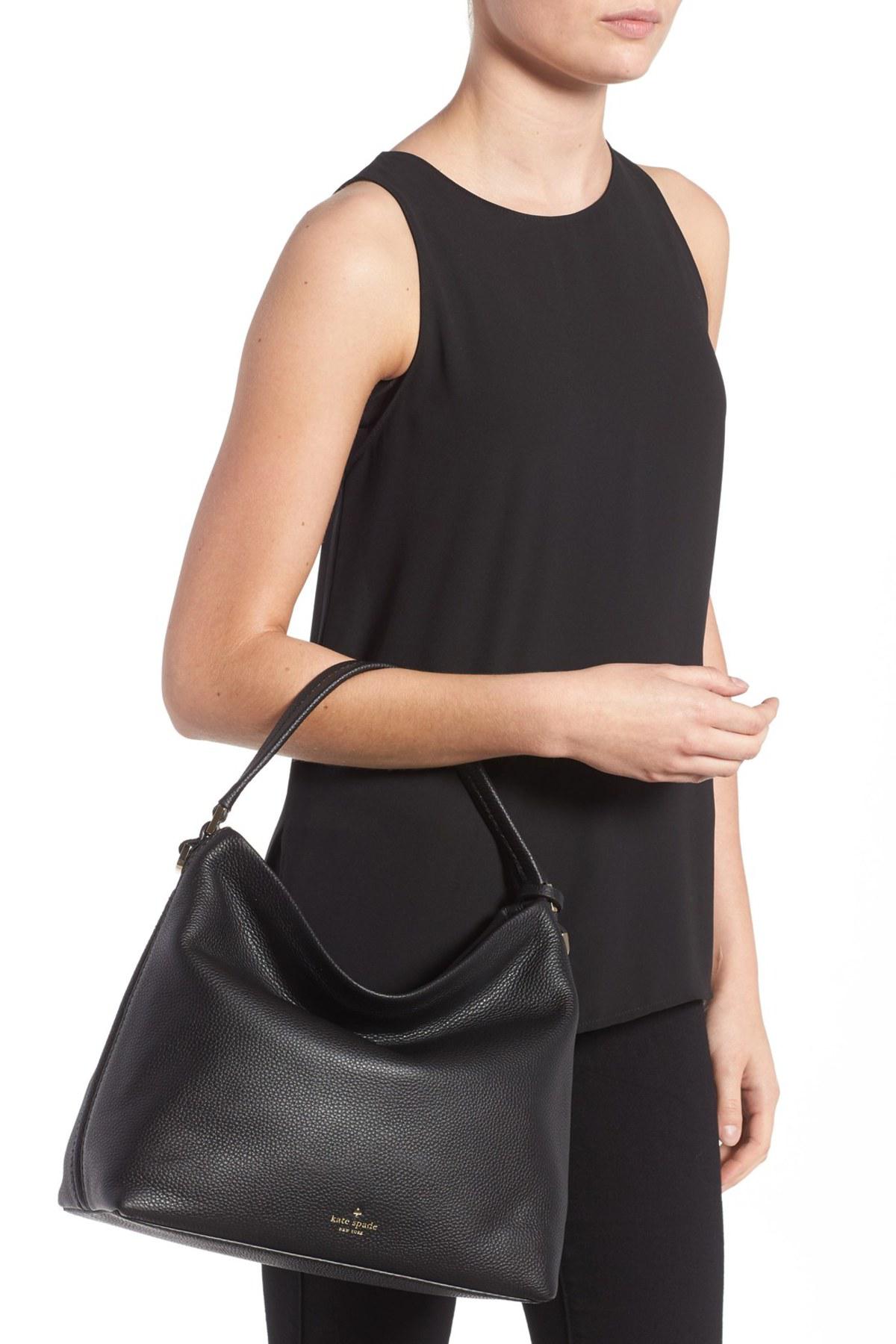 Kate Spade 'orchard Street - Small Natalya' Pebbled Leather Hobo Bag in  Black | Lyst