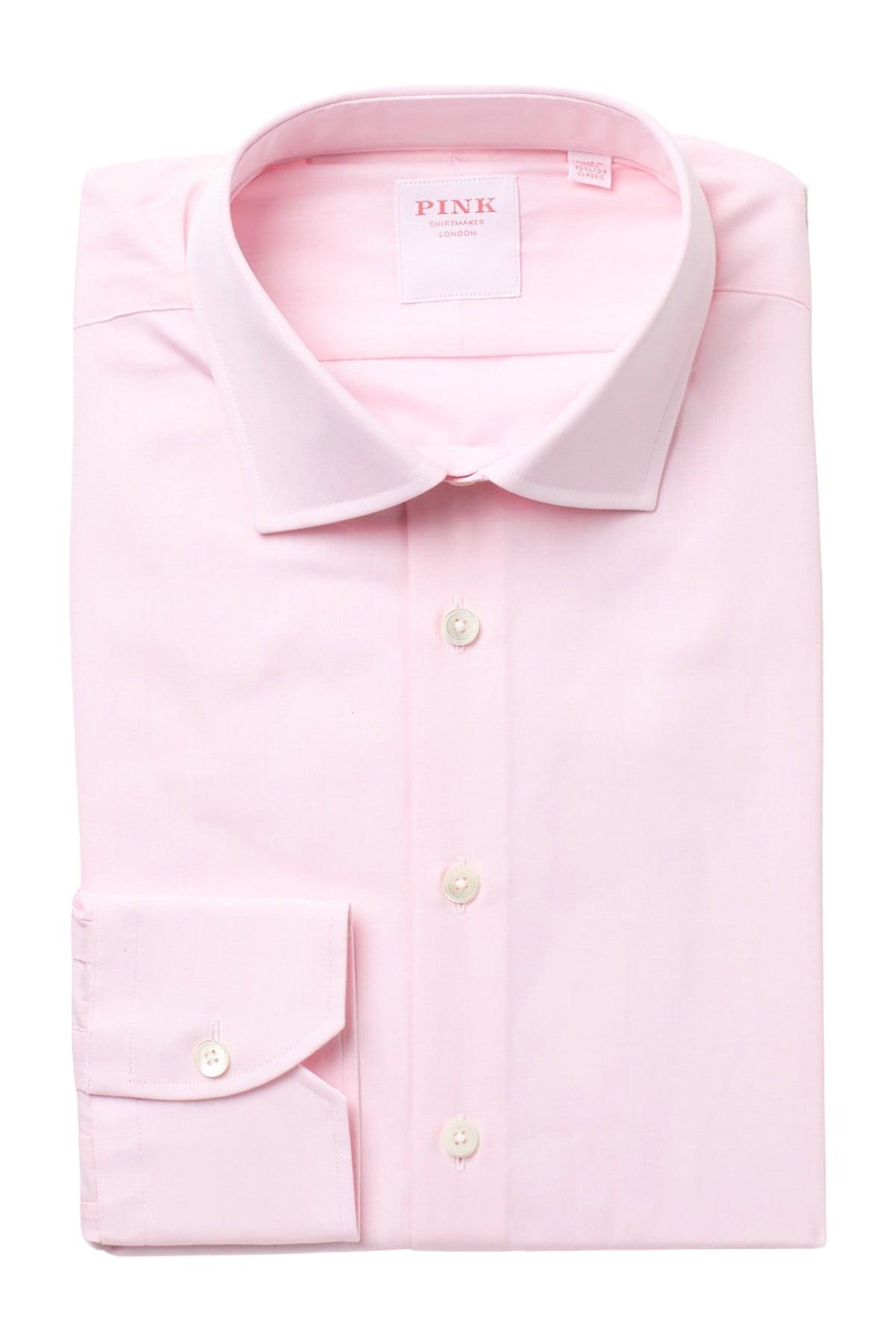 Thomas Pink Cotton Core Poplin Dress Shirt in Pale Pink (Pink) for Men