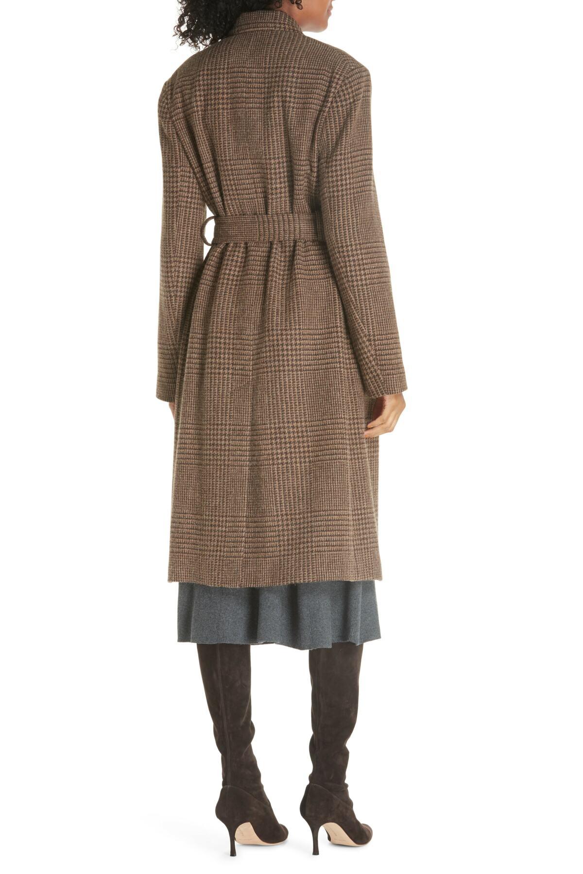 Polo Ralph Lauren Plaid Lambswool & Alpaca Belted Coat in Brown Lyst