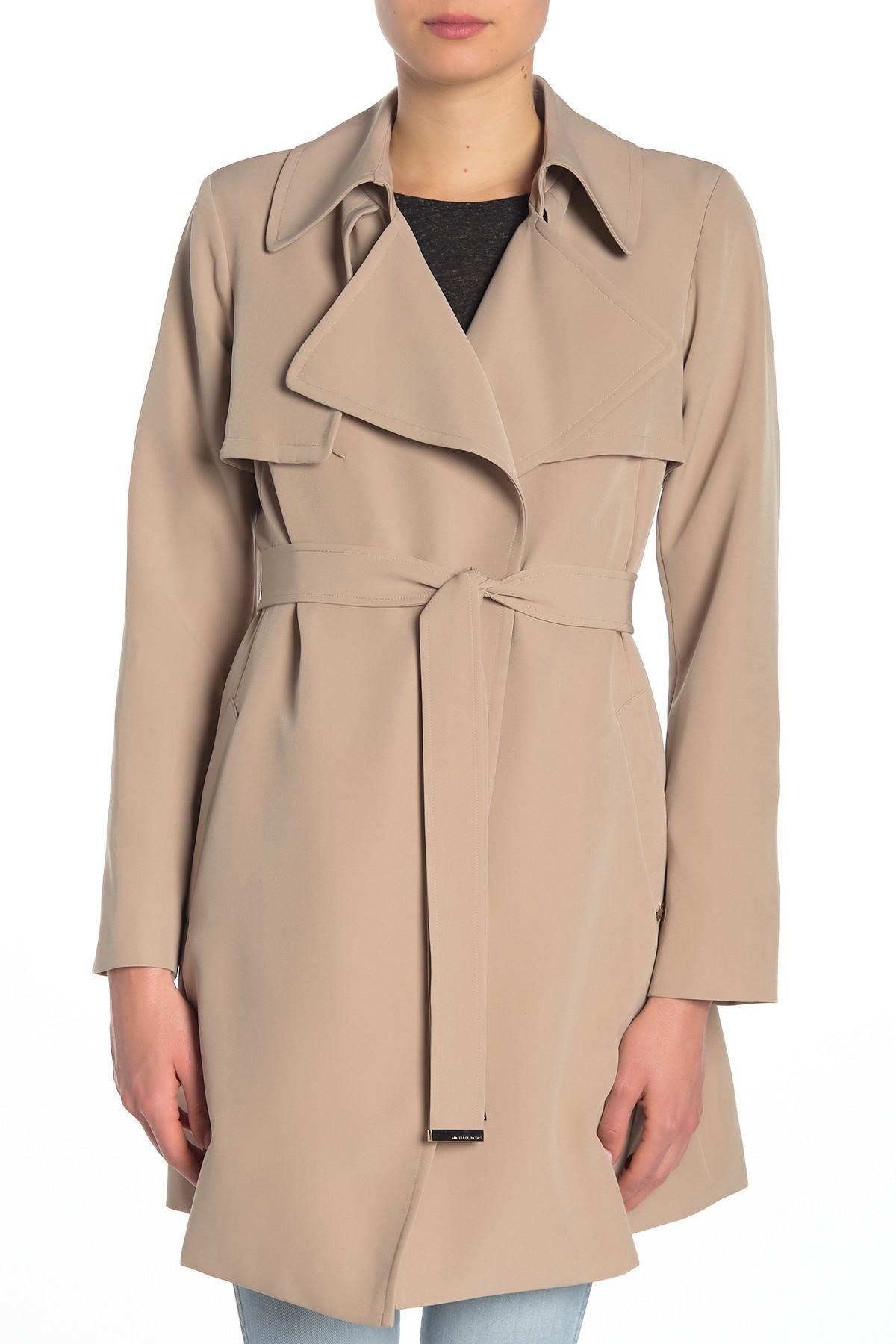 Michael Kors Synthetic Drapey Trench Coat in Taupe (Natural) - Lyst