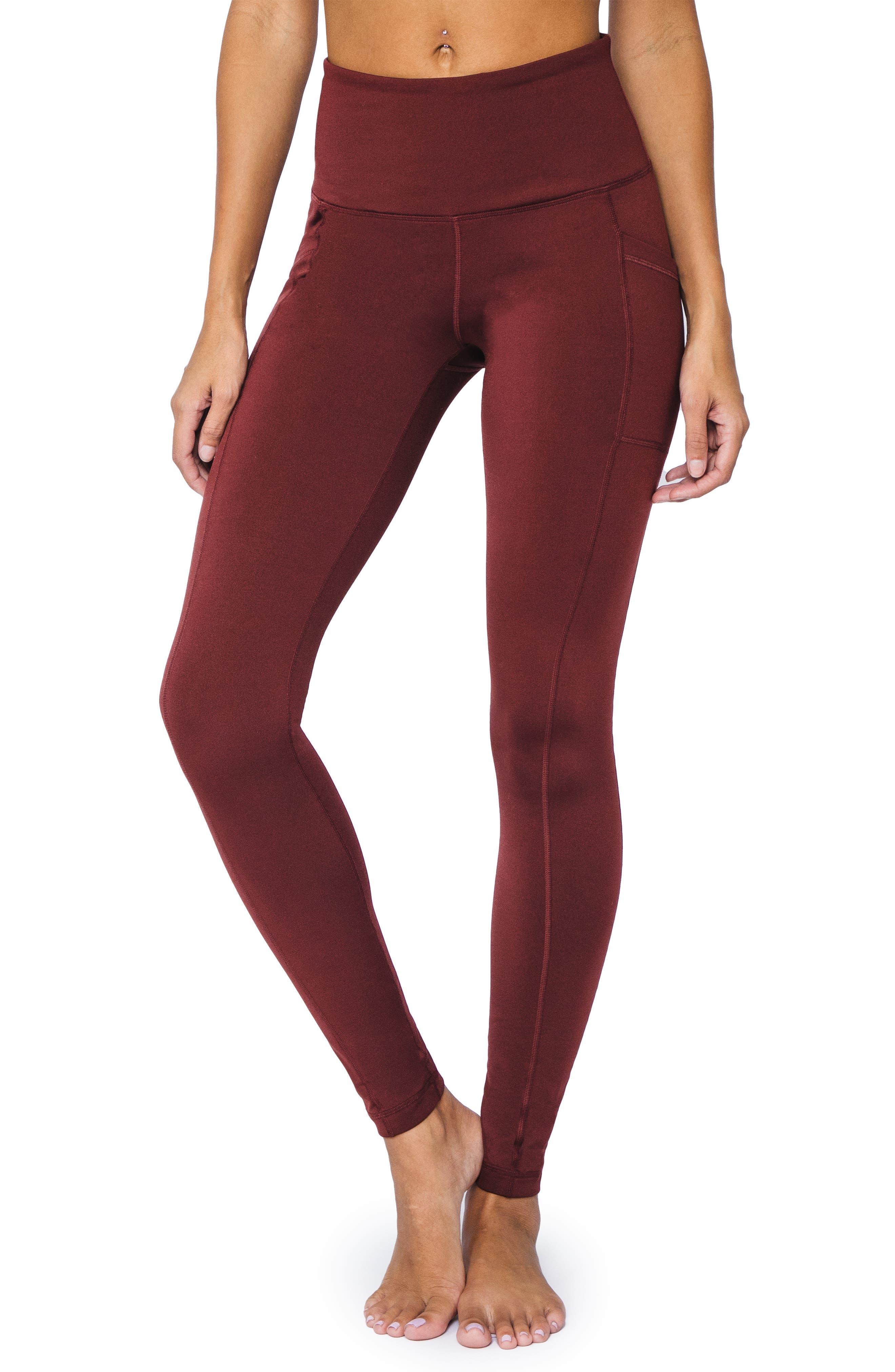 90 Degrees Polarflex Fleece Lined Leggings In Rustic Cognac At Nordstrom  Rack in Red