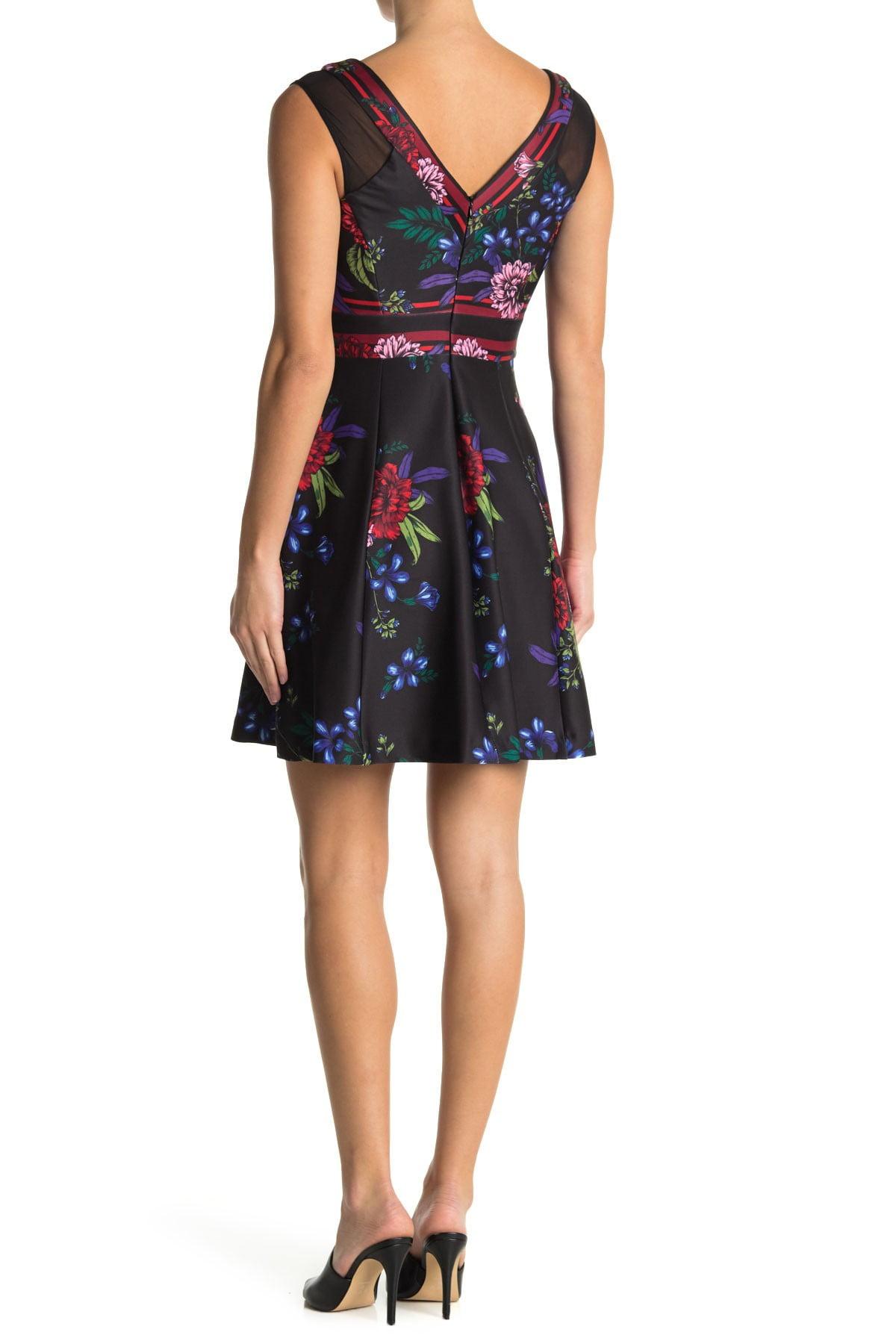 Guess Synthetic Floral Print Vneck Dress in Black Lyst