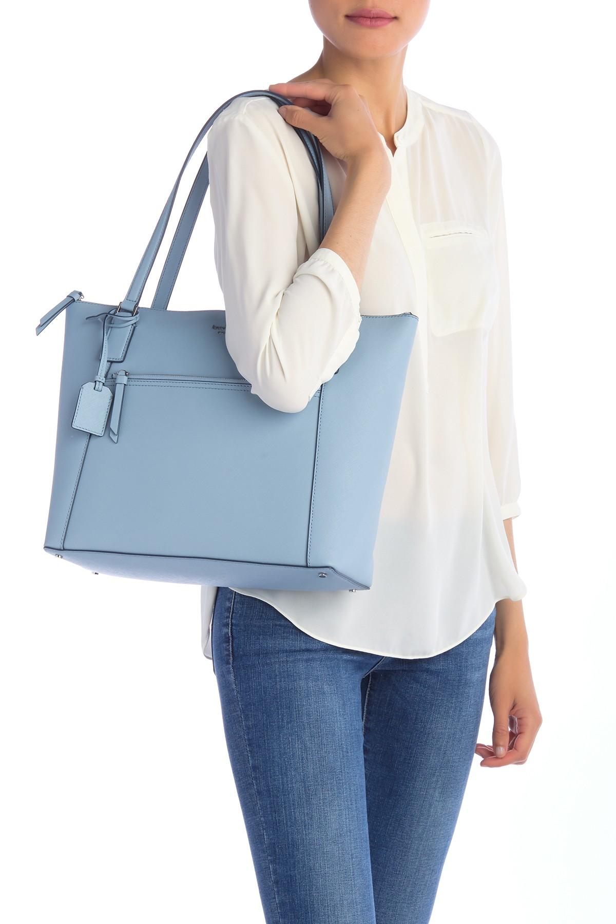 Kate Spade Leather Cameron Pocket Tote Bag in Blue - Lyst