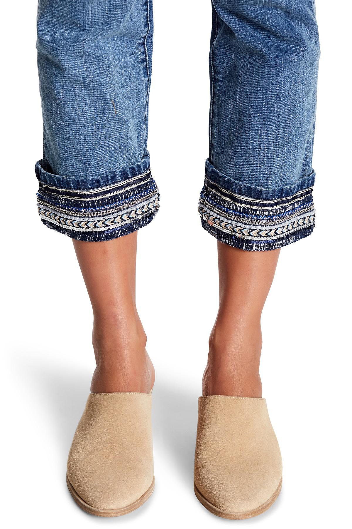 embellished hem jeans
