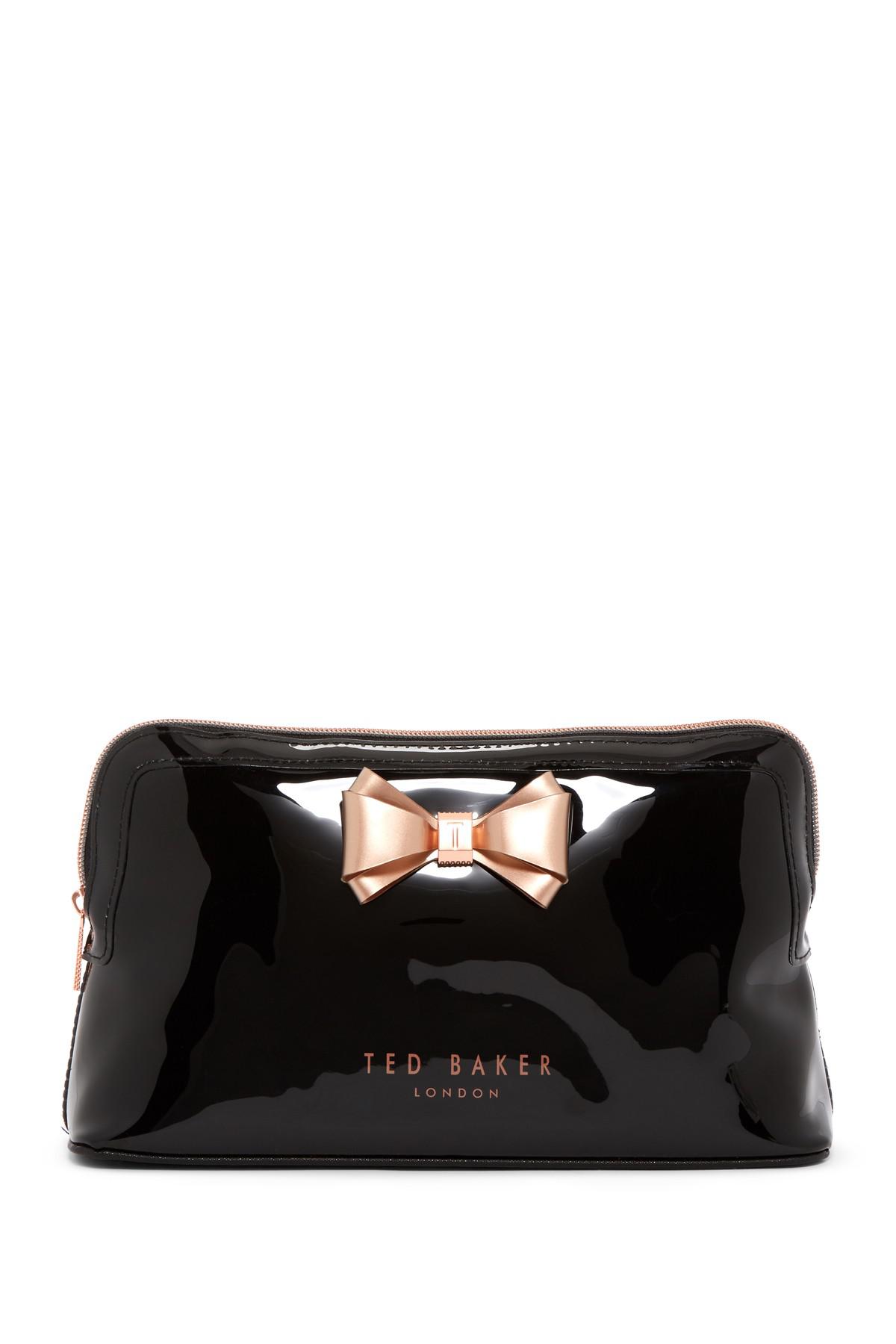 Ted Baker Abbie Curved Bow Large Wash Bag in Black - Lyst