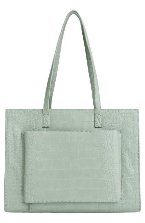 BEIS Water Repellent Croc Embossed Work Tote in Green Lyst