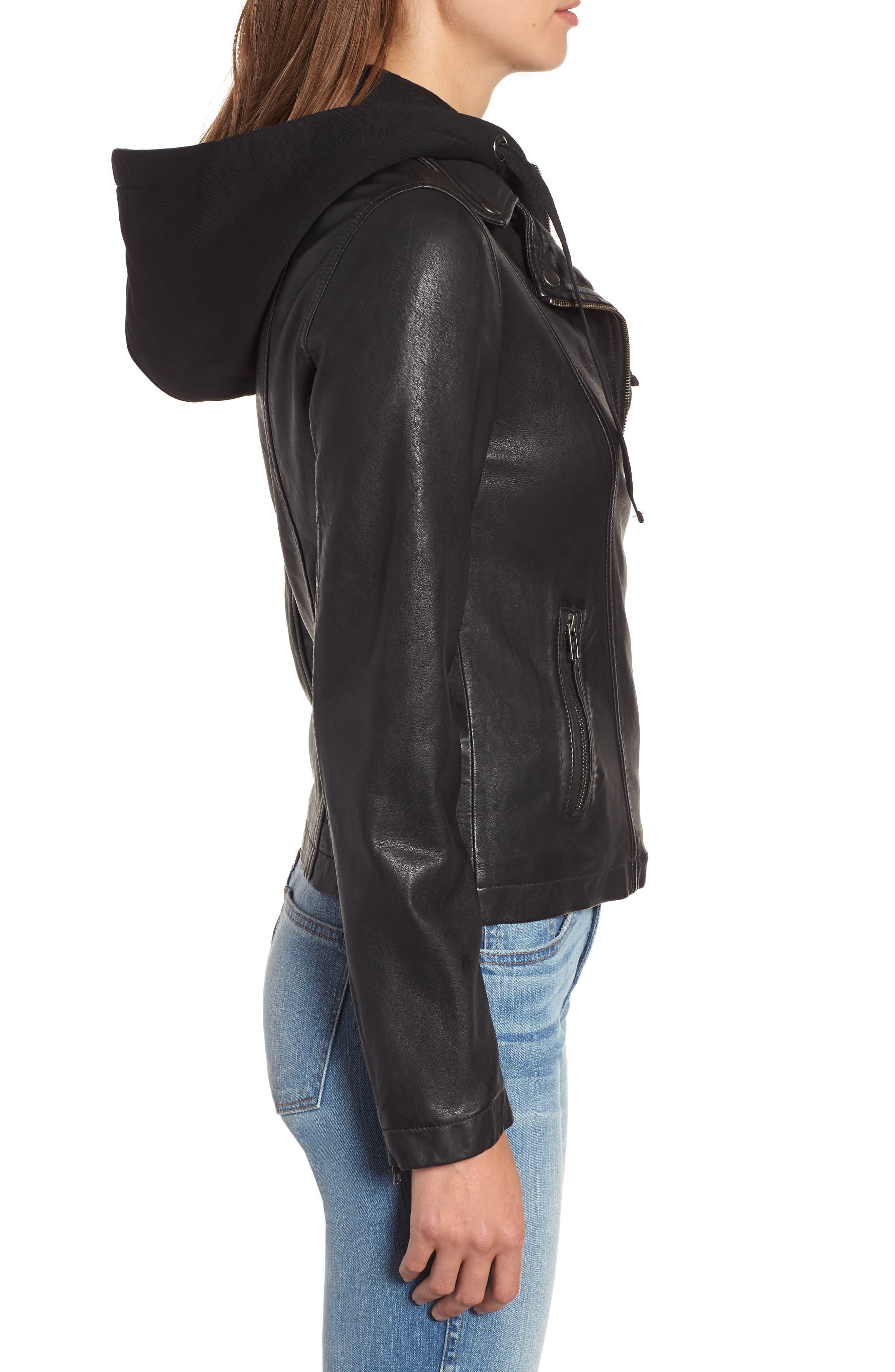 caslon leather jacket removable hood