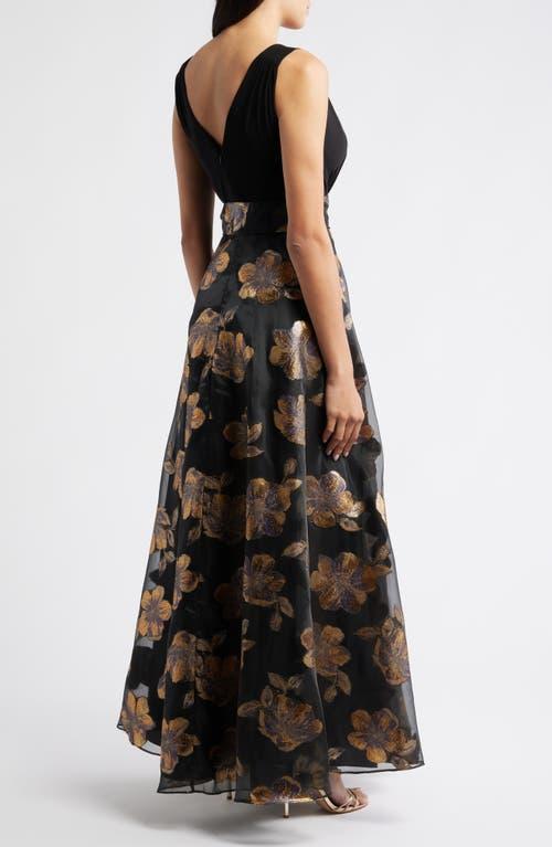 eliza j metallic floral dress Metallic Floral Print High-Low Cocktail Dress (Women)
