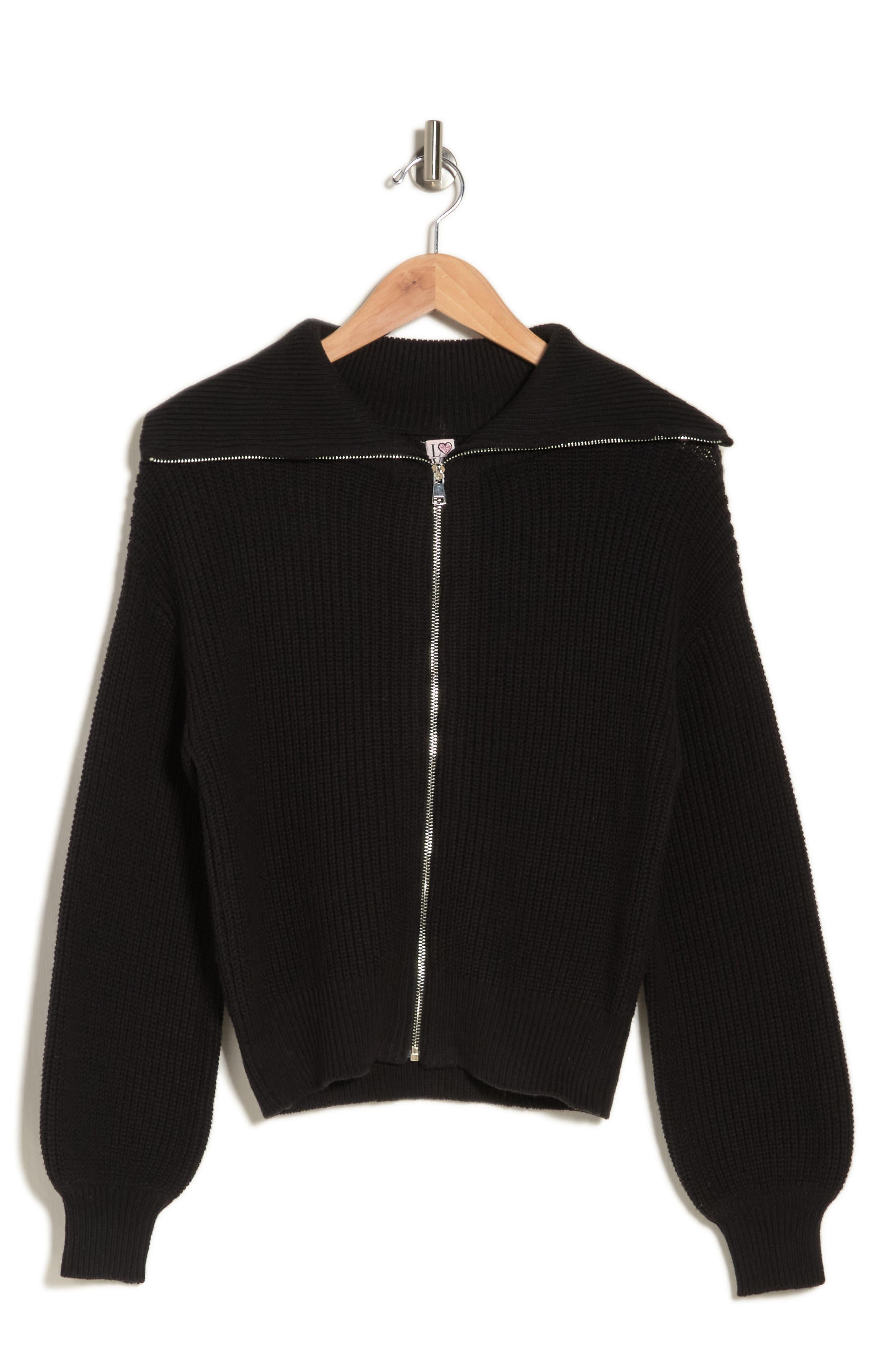 Love By Design Brigitta Full-zip Sweater in Black | Lyst