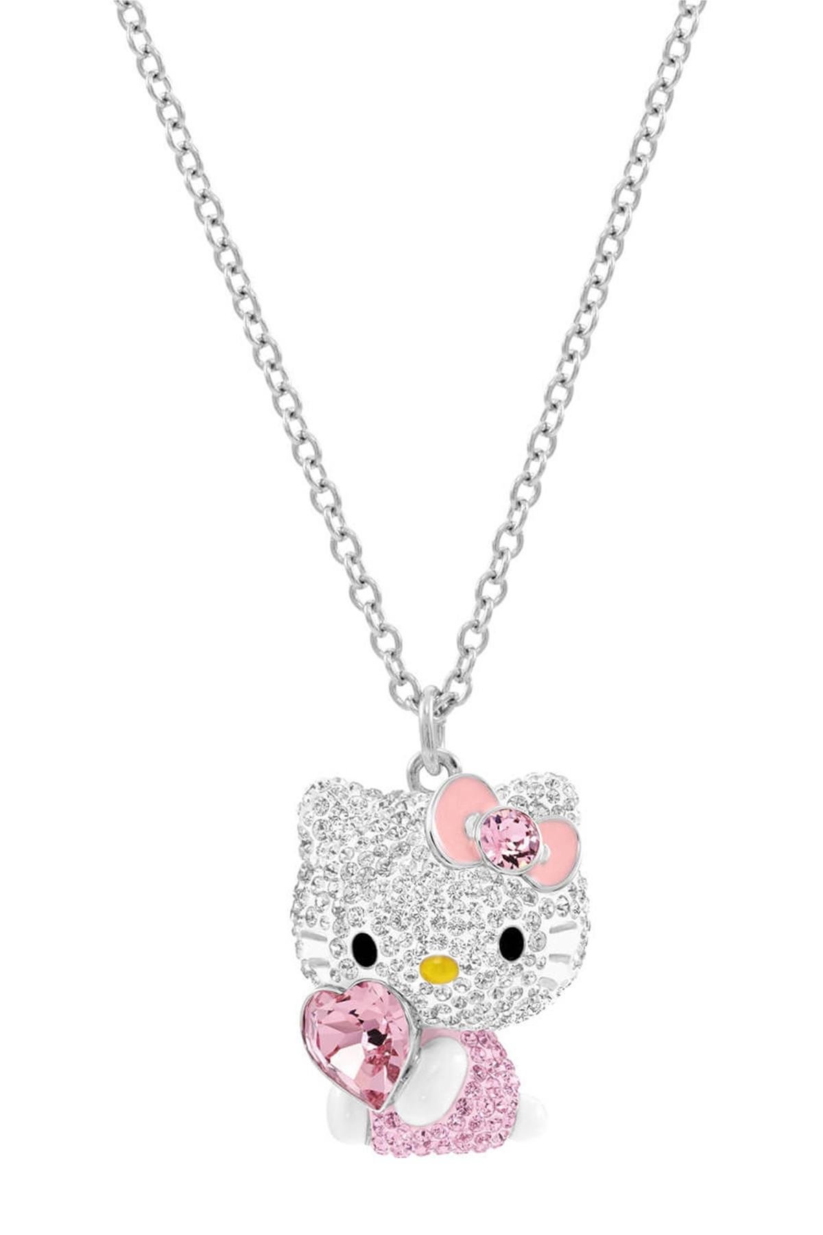 Swarovski Heart Pave Crystal Hello Kitty Pendant Necklace in Pink | Lyst