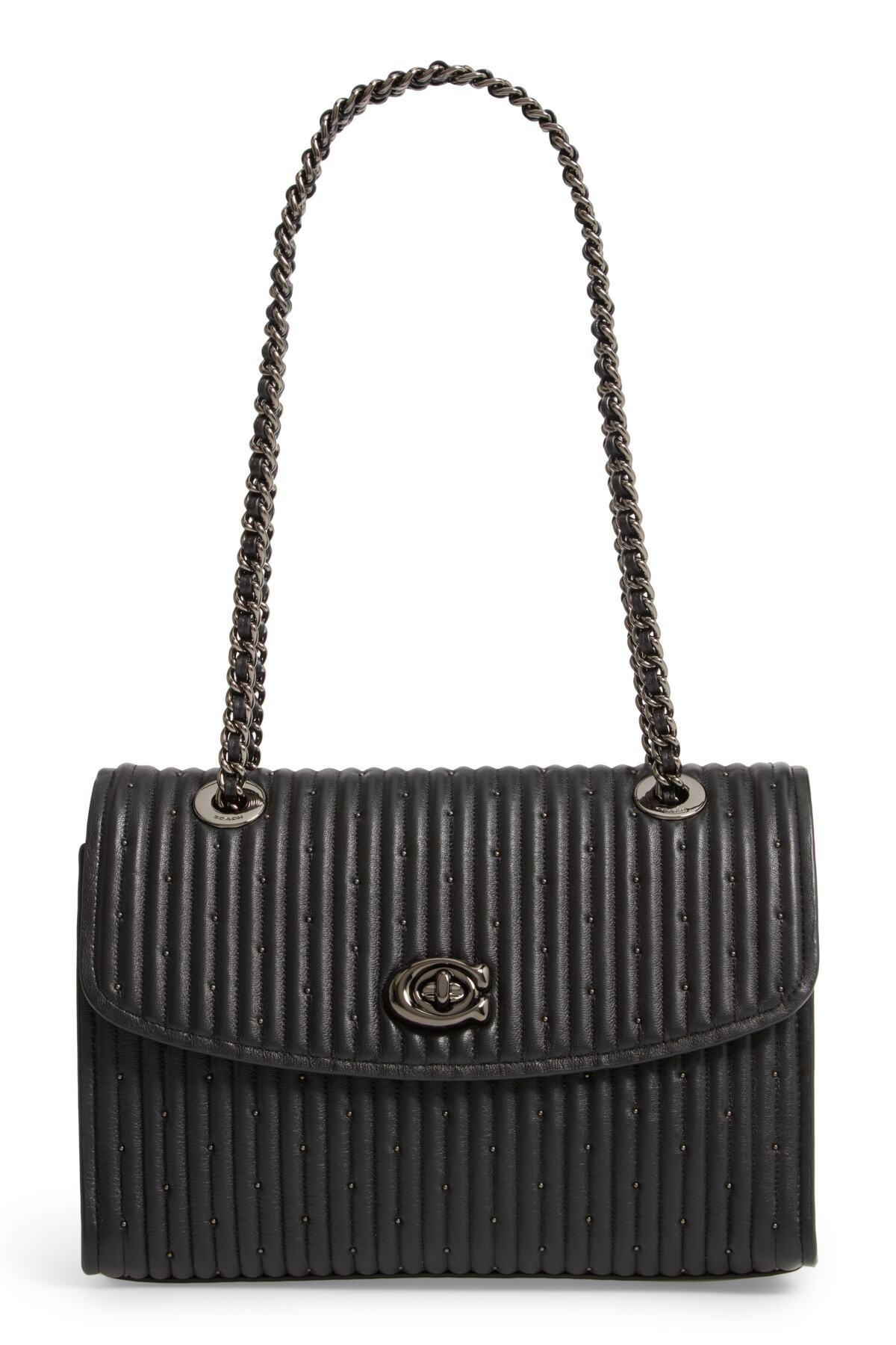 COACH Parker Quilted Leather Shoulder Bag in Black | Lyst