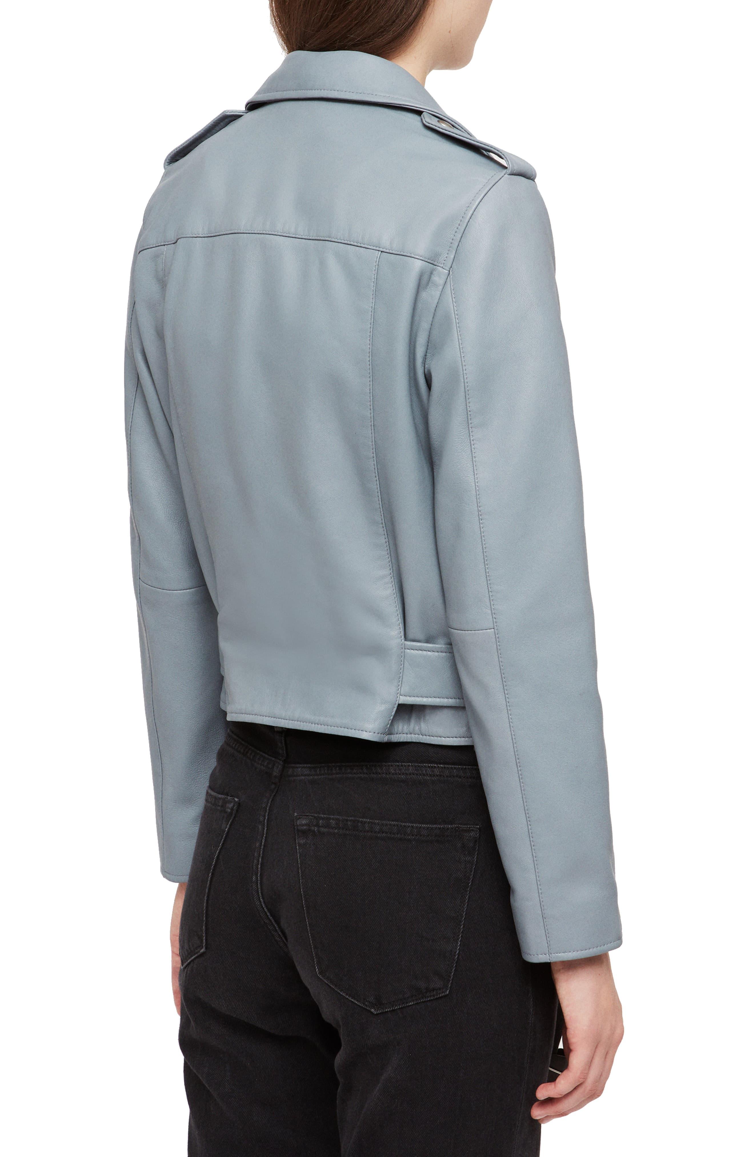 All Saints Light Blue Leather Jacket